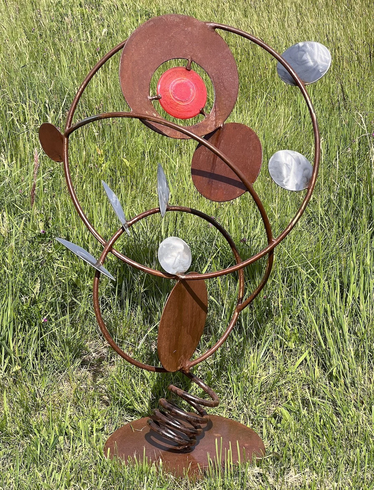 Steel, stainless and glass, 43" 28" x 16"