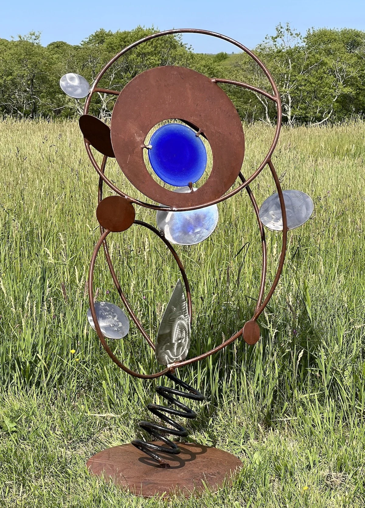 Steel, stainless and glass, 55" x 32" x 20"