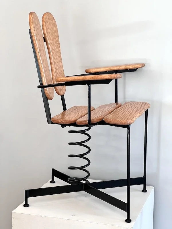 Steel and oak, 36" x 21" x 25"