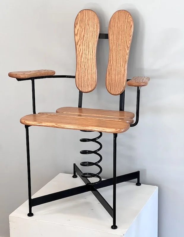 Steel and oak, 36" x 21" x 25"