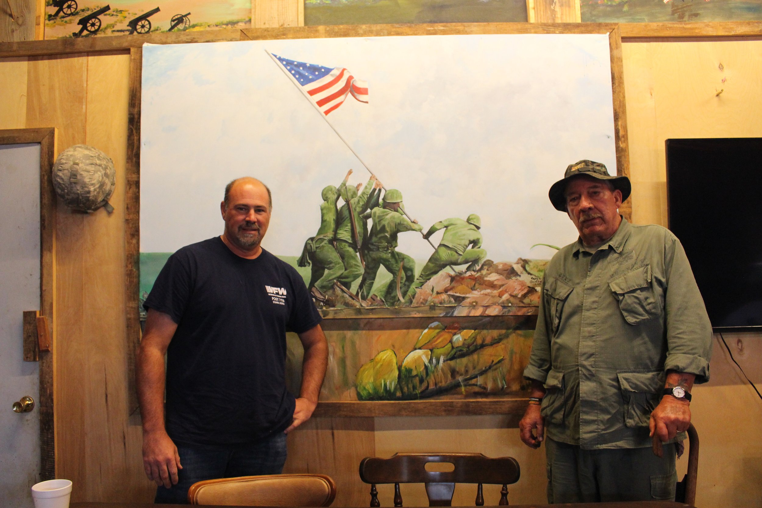 Randy York, Coast Guard Veteran of Savannah, Georgia (left) in Fort Villanow Museum.JPG