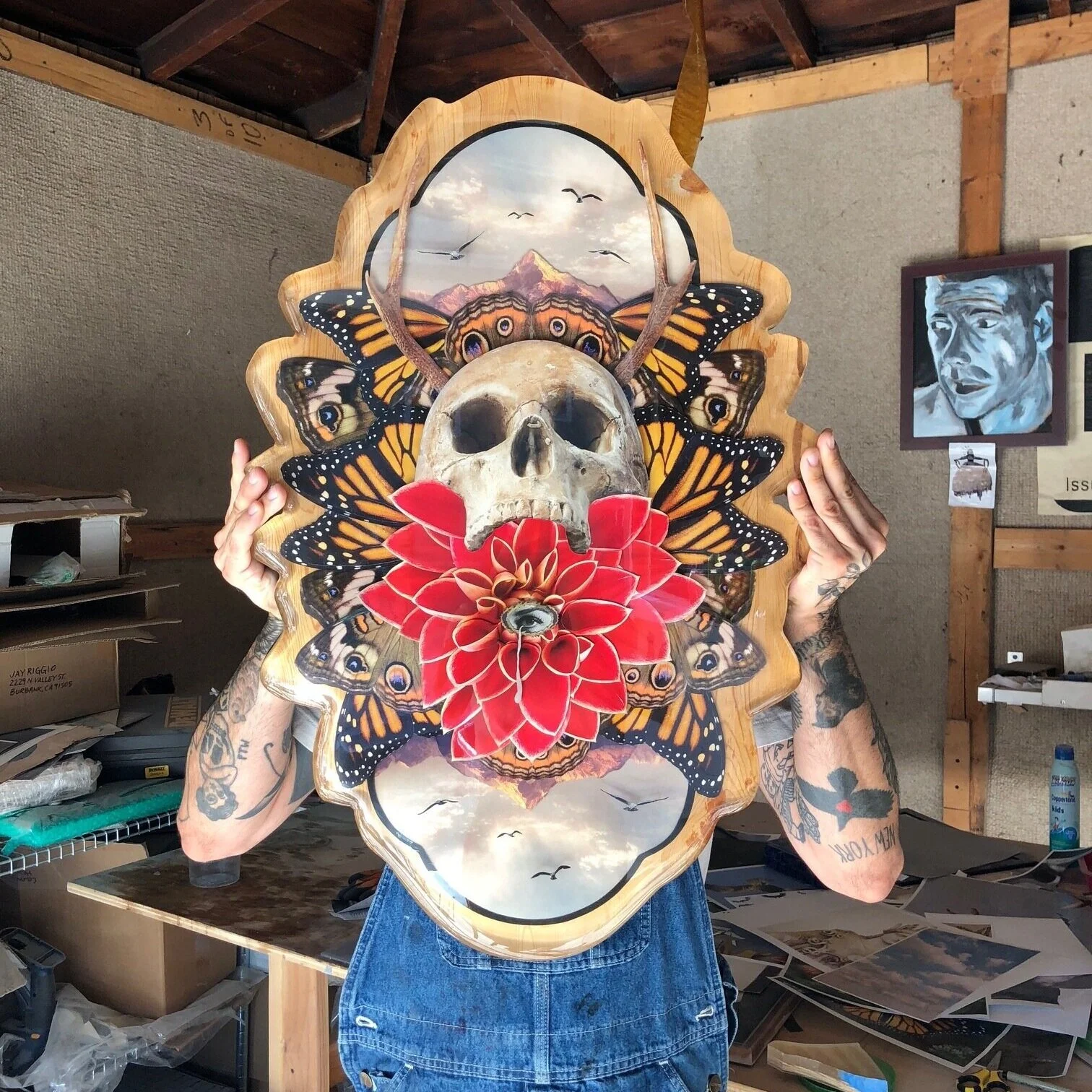 “The Unsettled Stillness of Your Breaking Heart” (Collage/Resin/Wood by Jay Riggio - 2018)