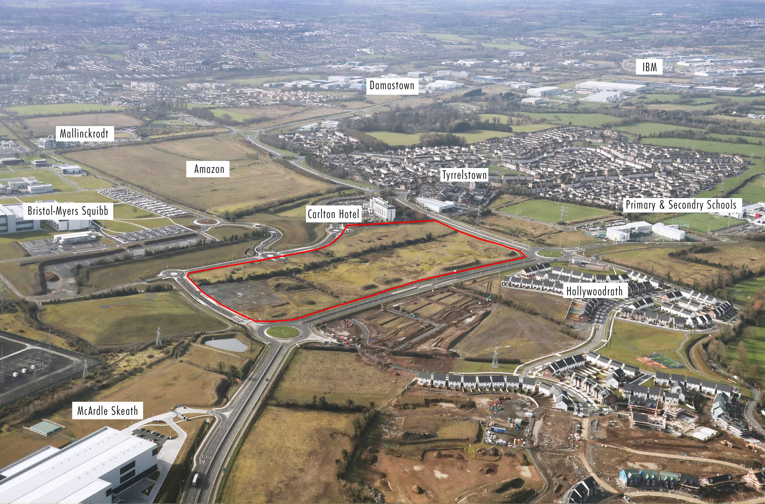 Tyrrelstown Land red line with place names.jpg