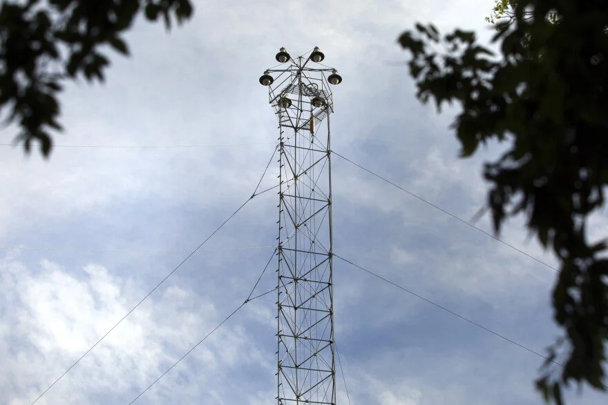 A moontower in Austin, TX