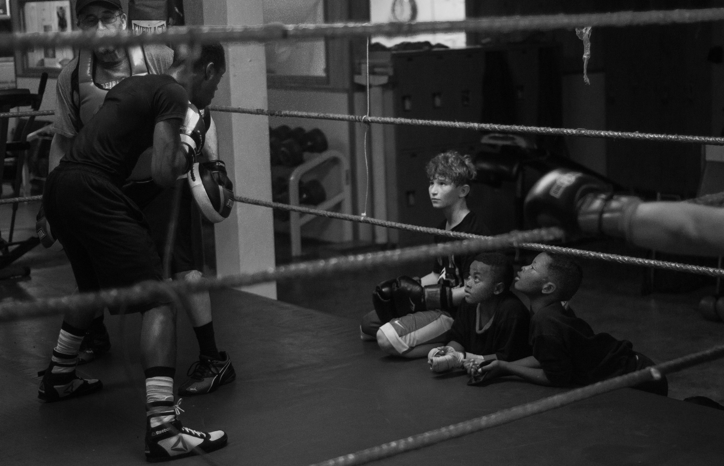  Members of the gym train three times a week from 5–8 p.m. in preparation for their upcoming fights. Spikes works out for the full three hours the gym is open. Community members — including children — are welcome to observe training sessions to see w