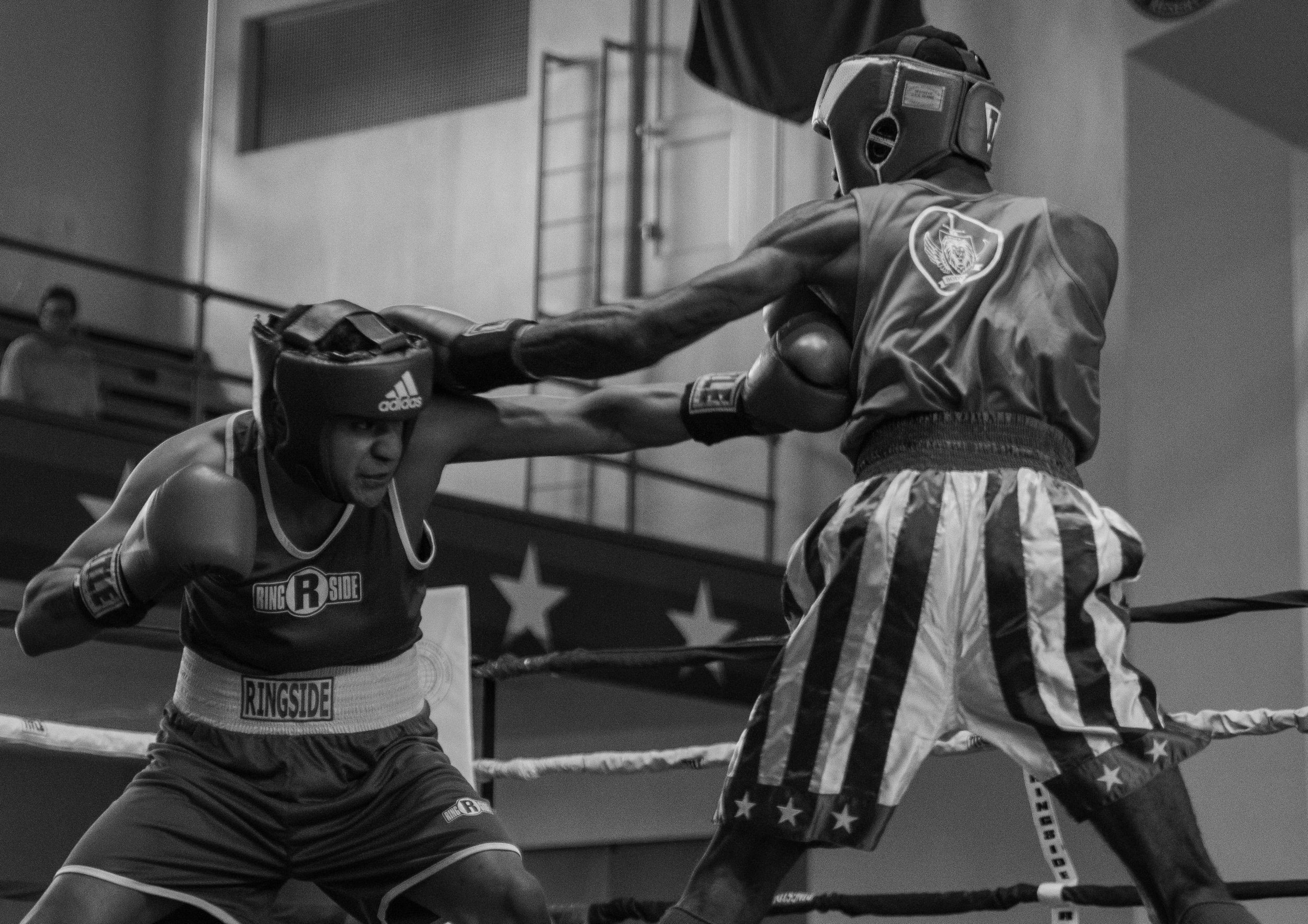  Spikes fights Sergio Zambrano, left, in the final round of the Indiana Golden Gloves tournament. Spikes lost the match 0-3 to Zambrano — the same results as the last time the pair faced off — but received the runner-up trophy for the lightweight cla