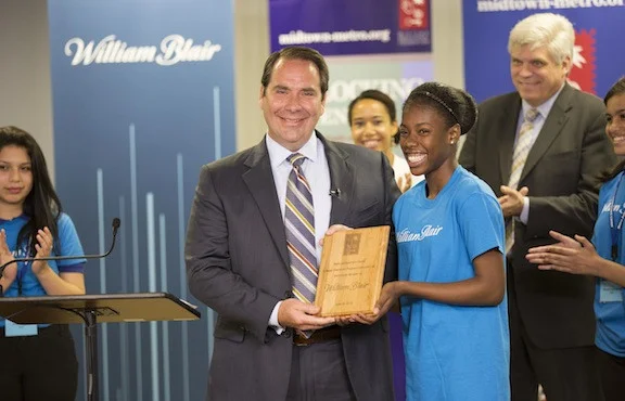  William Blair CFO Jon Zindel with Metro student Presley Owousu Bonsu
