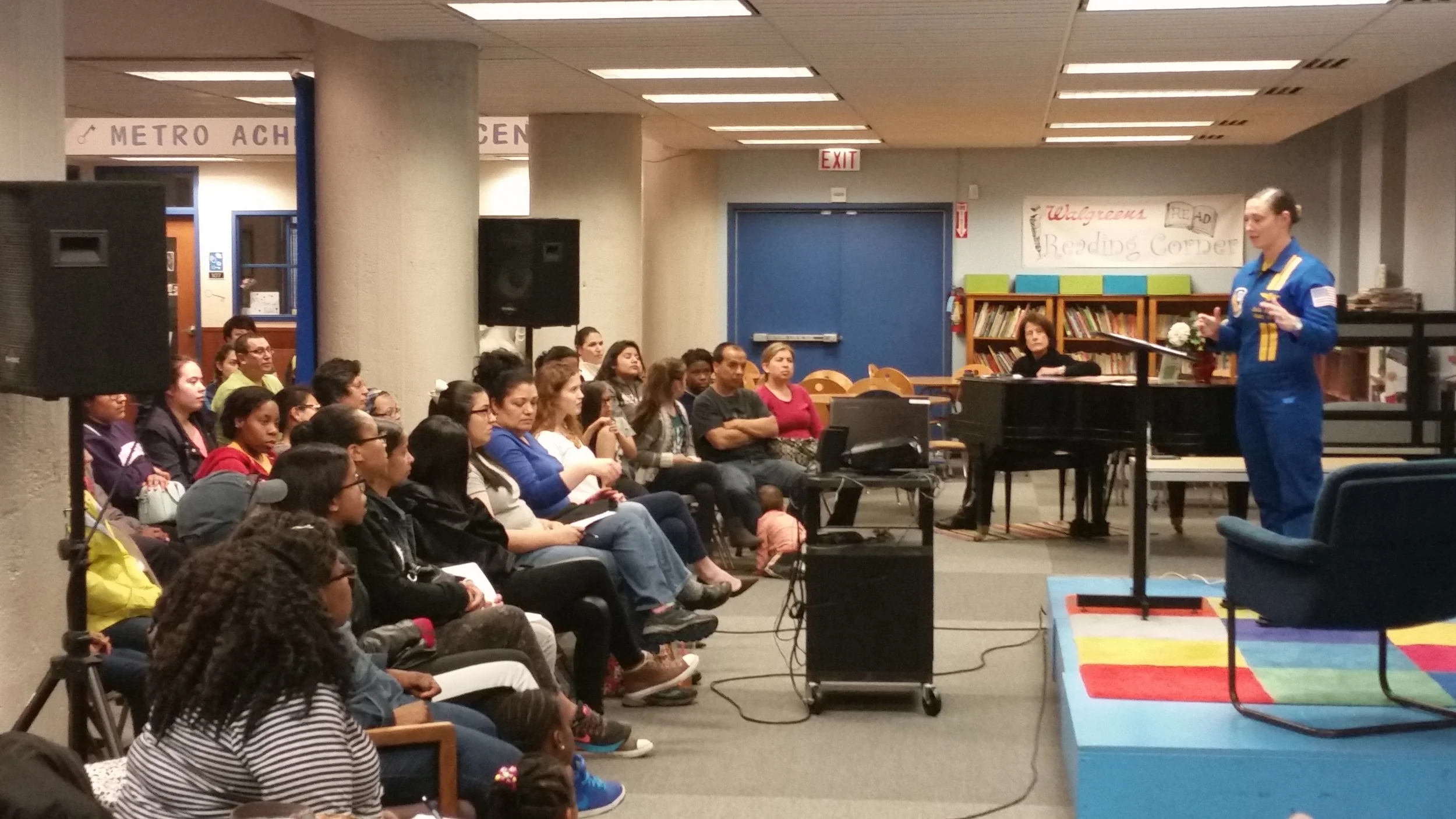 Capt. Higgins speaking to Metro students and families about building up their power, and using resources at Metro to seize opportunities.