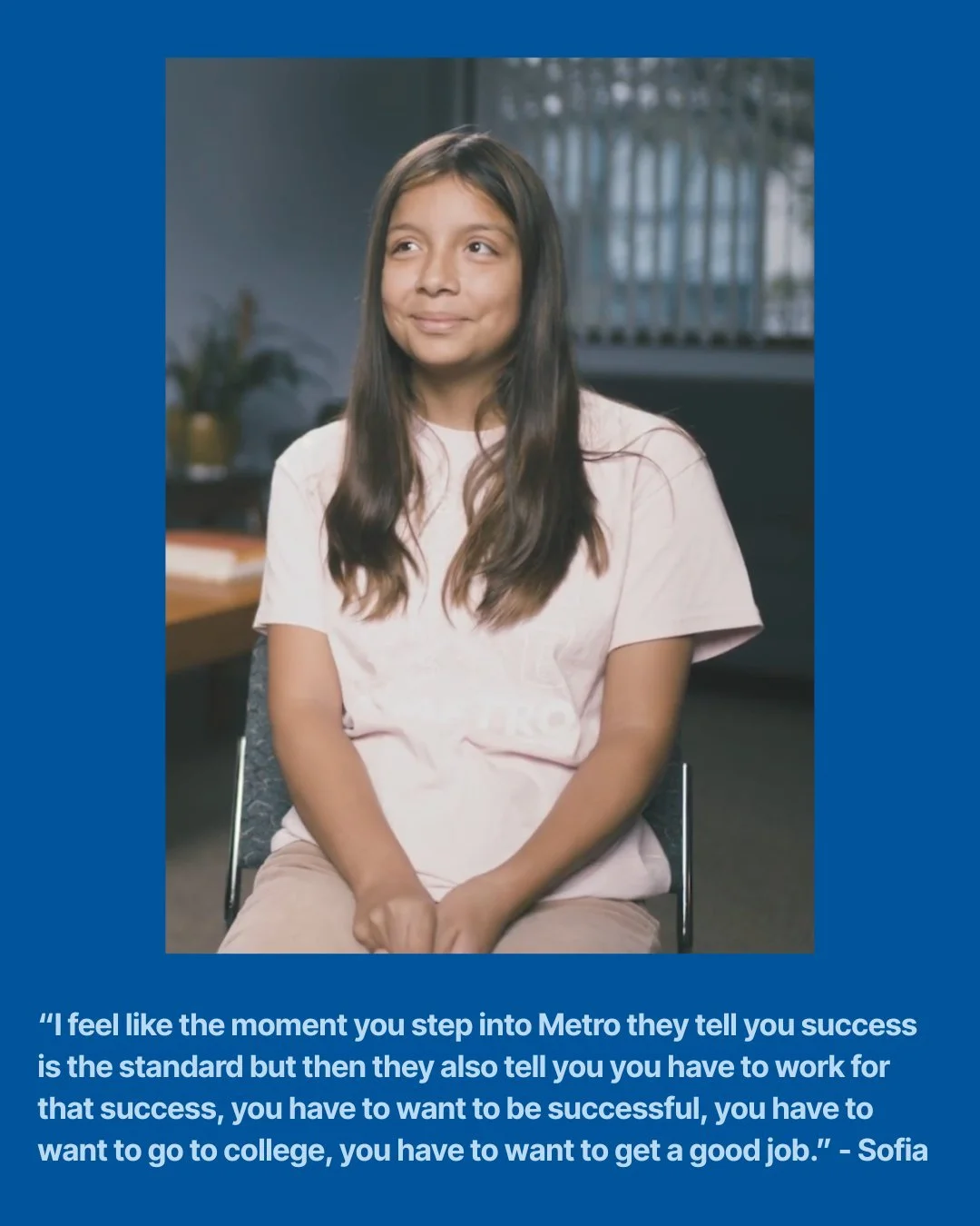 Giving Tuesday: A Student Story That Matters Today 🌟

From one of our Midtown-Metro students:

&ldquo;I feel like the moment you step into Metro they tell you success is the standard but then they also tell you you have to work for that success, you