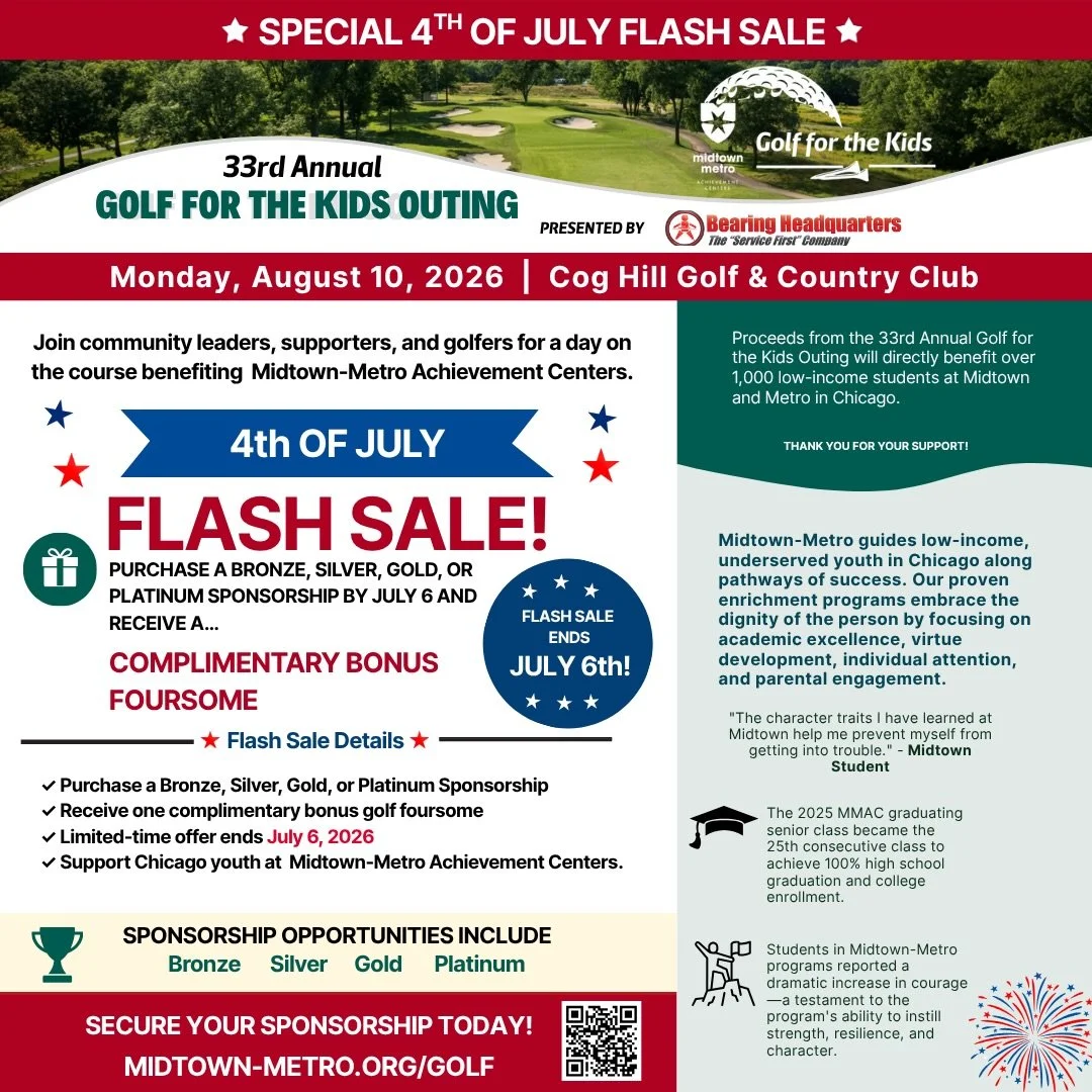 Join us for the 33rd Annual Golf for the Kids Outing, presented by Bearing Headquarters, on Monday, August 10 at Cog Hill Golf &amp; Country Club.

To celebrate the holiday weekend, we&rsquo;ve extended our Early Bird Sponsorship Offer through July 6
