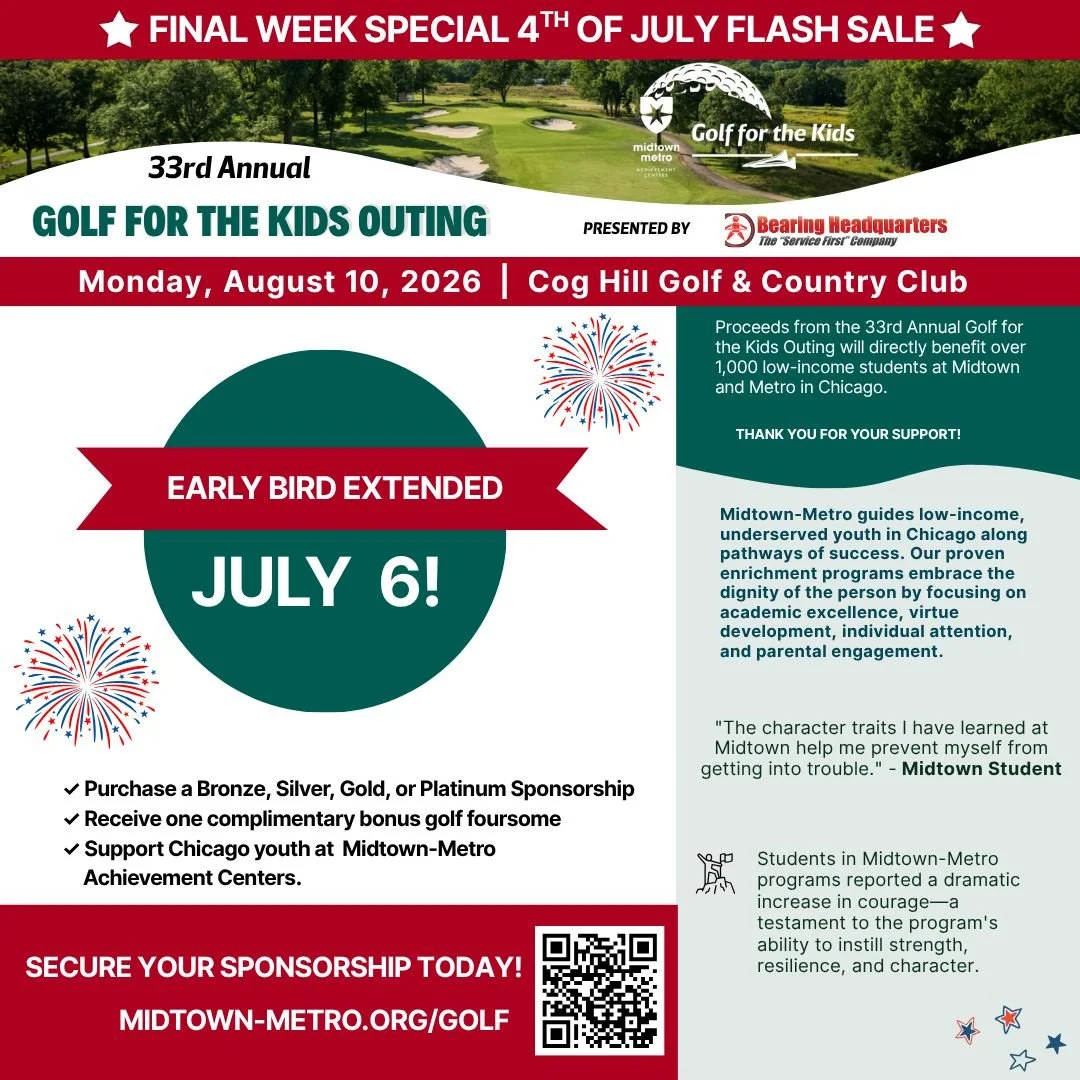 Our Early Bird Registration has been EXTENDED through July 6!

There's still time to join us for the 33rd Annual Golf For The Kids Outing, presented by Bearing Headquarters.

Join us on the course or support the event as a sponsor. Every swing helps 