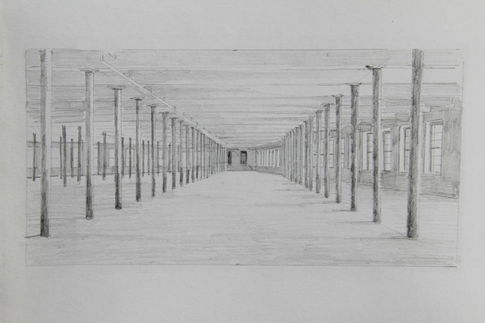 Pencil study for final work, 5″ X 10″, Barbara Ernst Prey