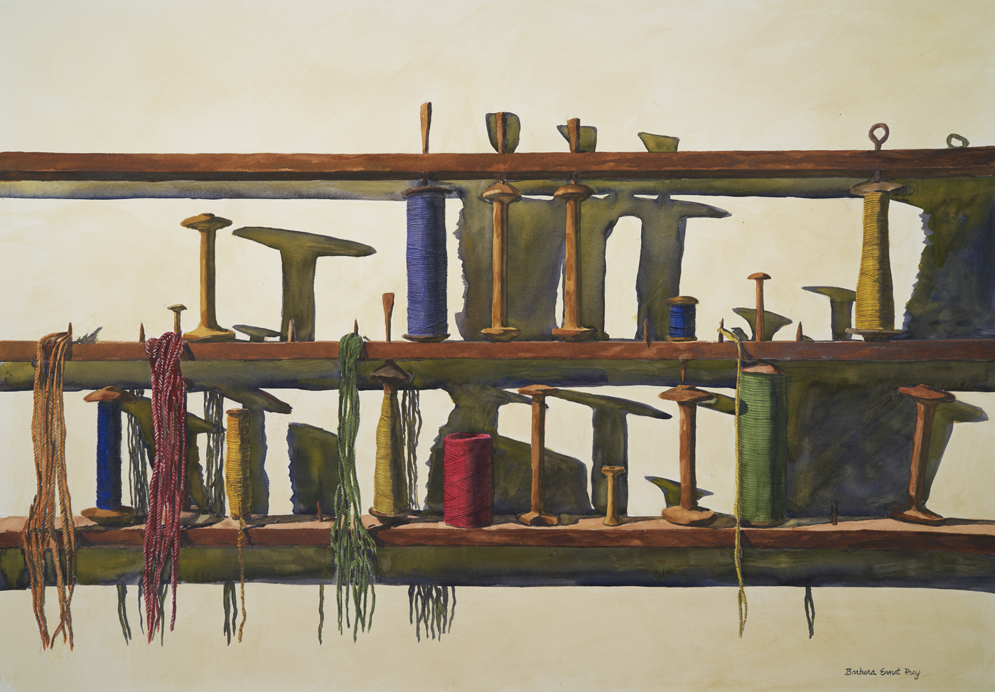 Spindles, 2019, Watercolor on paper, 28 x 40 inches