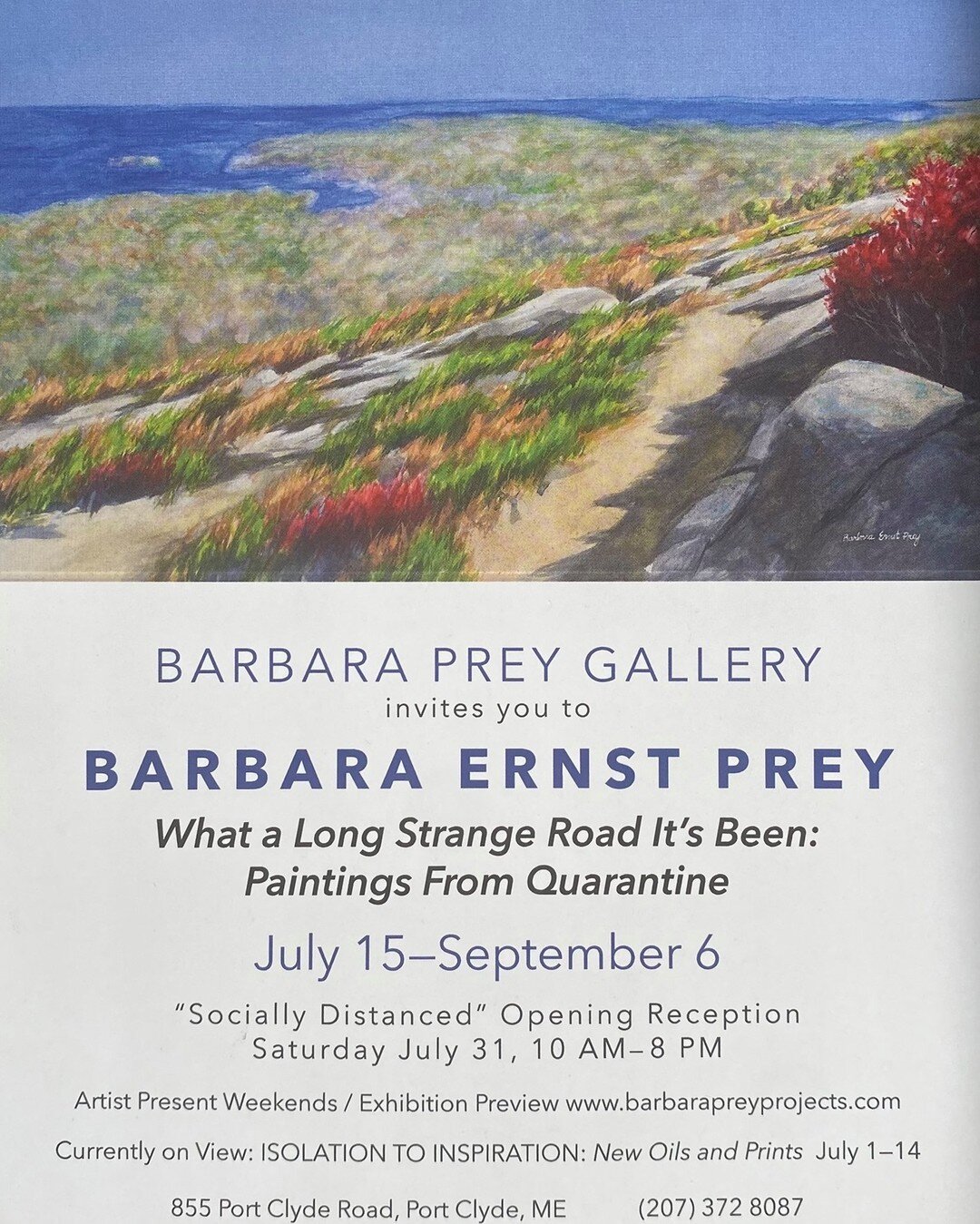 Mark your calendar! We are hosting an all day opening reception next Saturday, July 31st right here at Barbara Prey Projects. You will have the amazing opportunity to meet Barbara Ernst Prey, view her new watercolor and oil paintings, and enjoy some 