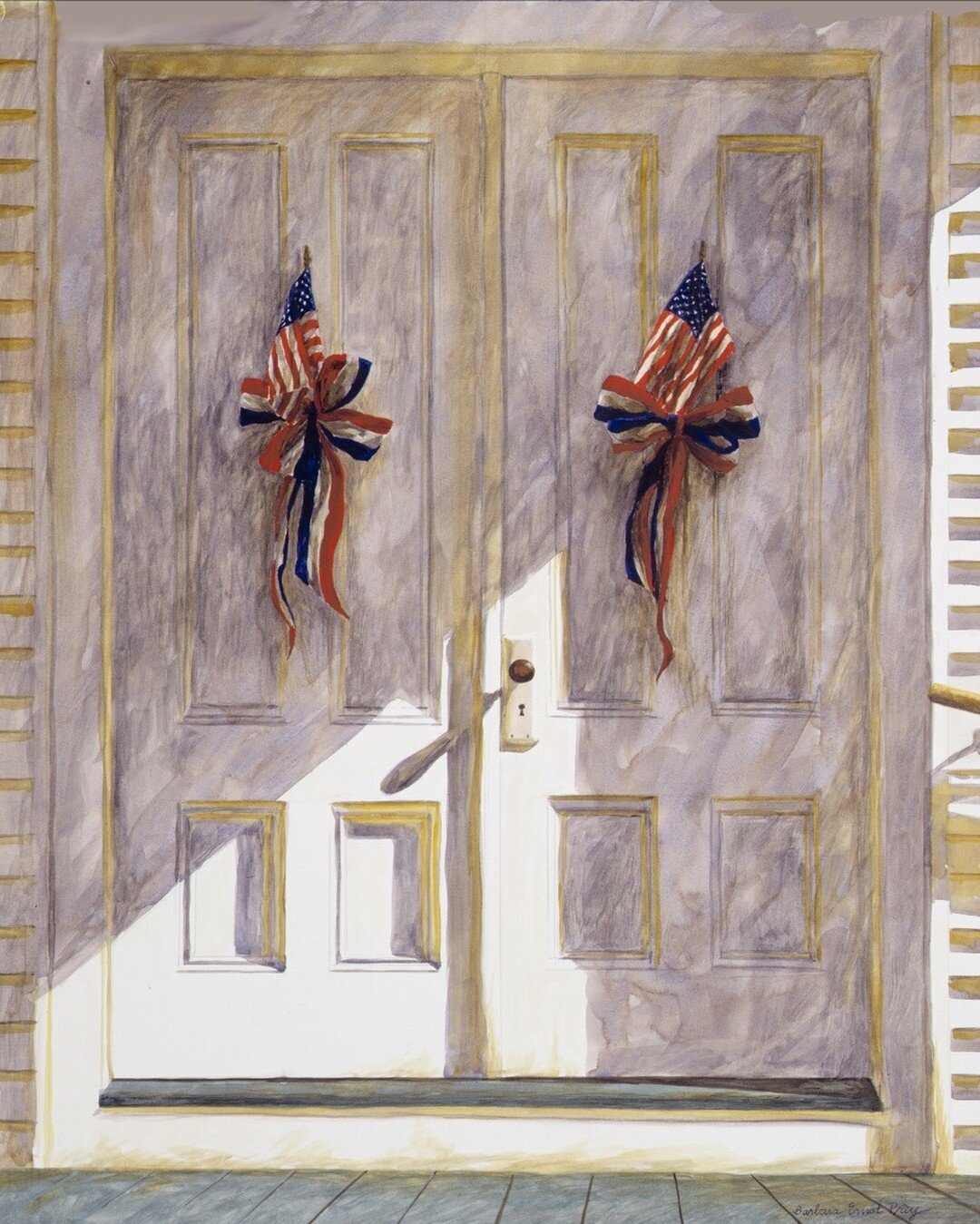 This year marks 20 years since the tragic terrorist attacks of September 11, 2001. Pictured here is &quot;God and Country,&quot; Watercolor on Paper, 22&quot; x 30,&quot; which Barbara painted in 2002 as a part of her &quot;An Artist's Response to 9/