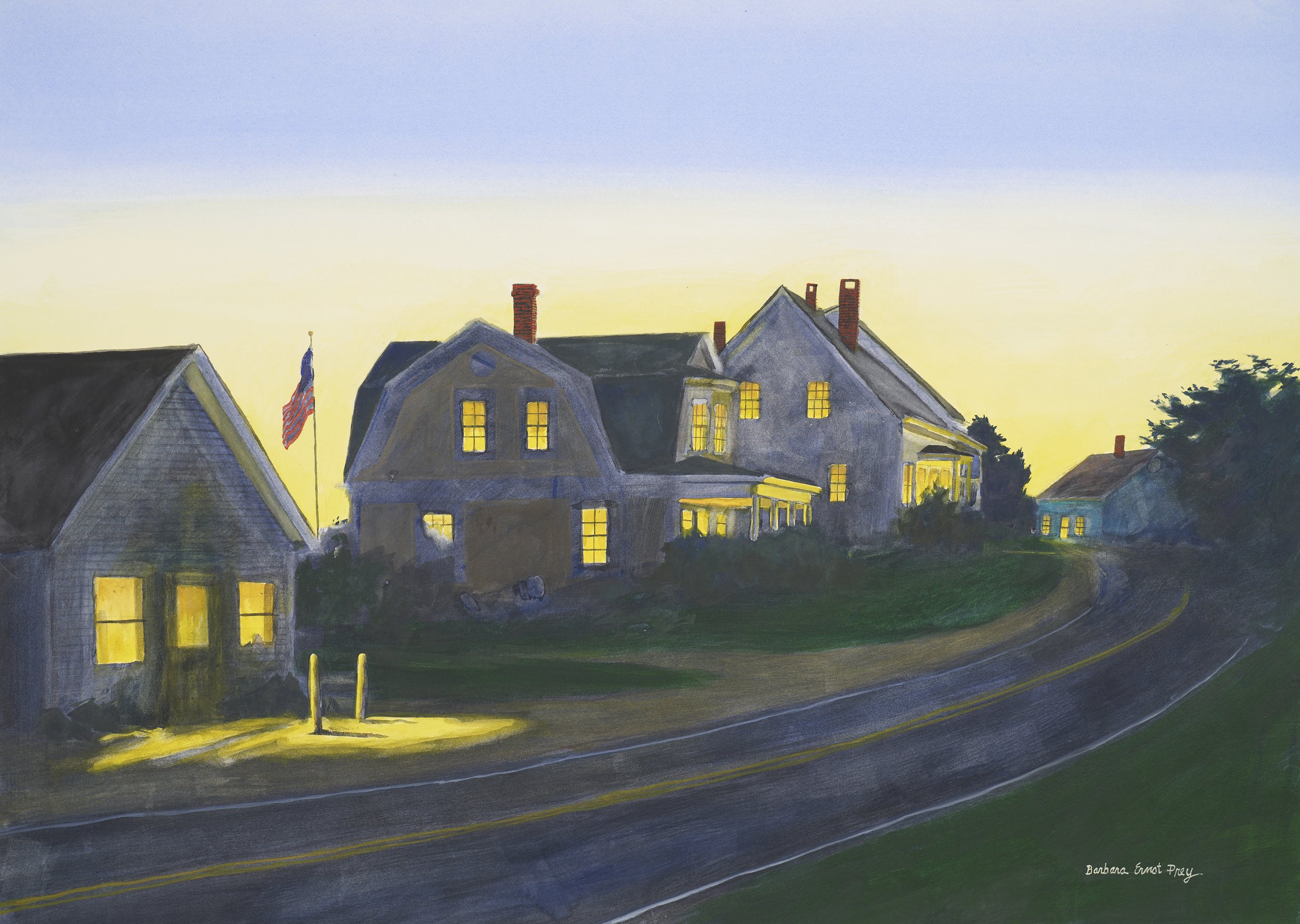 Twilight Port Clyde, 2026, Watercolor on paper, 29 x 40.5