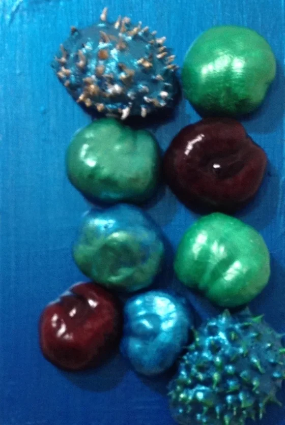 Blue Box of chestnuts : 4 x 6 x 8 : Acrylic, 2014