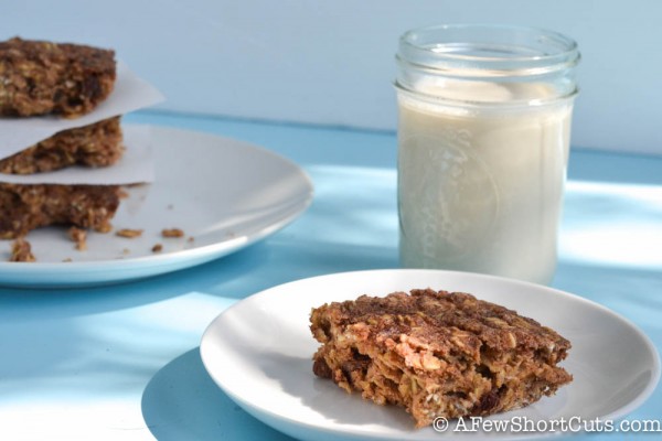 Cinnamon Raisin Baked Oatmeal Squares by Shortcuts 