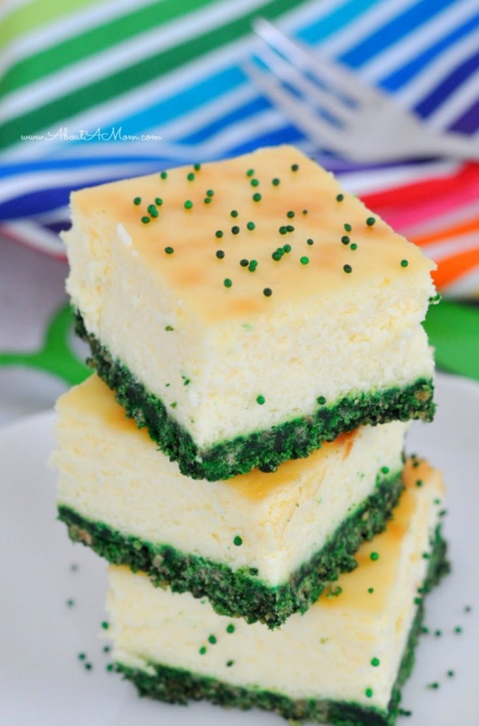Green Velvet Cheesecake Bars by Aboutamom 
