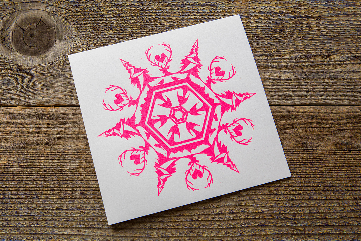 card | neon snowflake