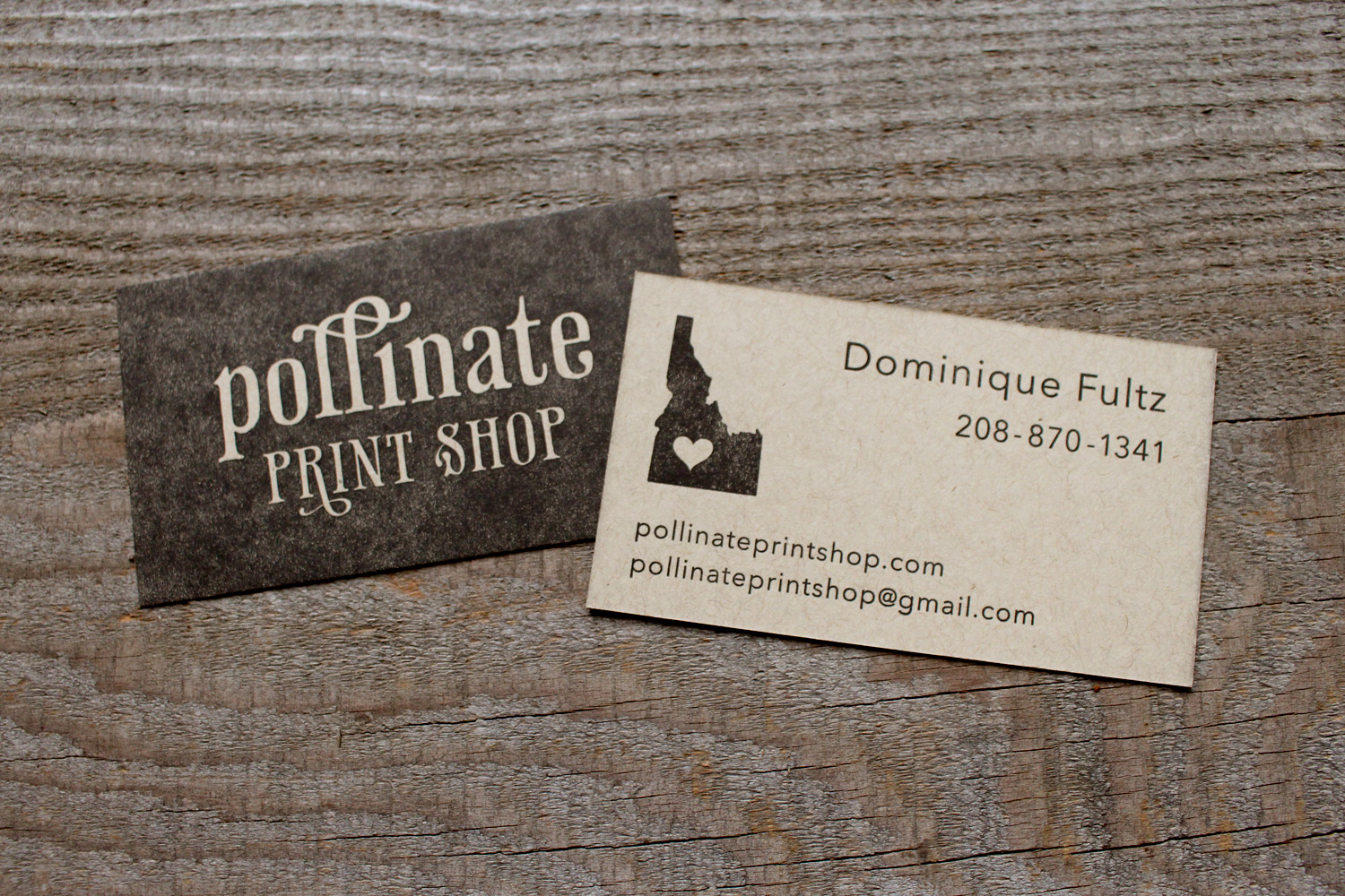 letterpress pollinate business card