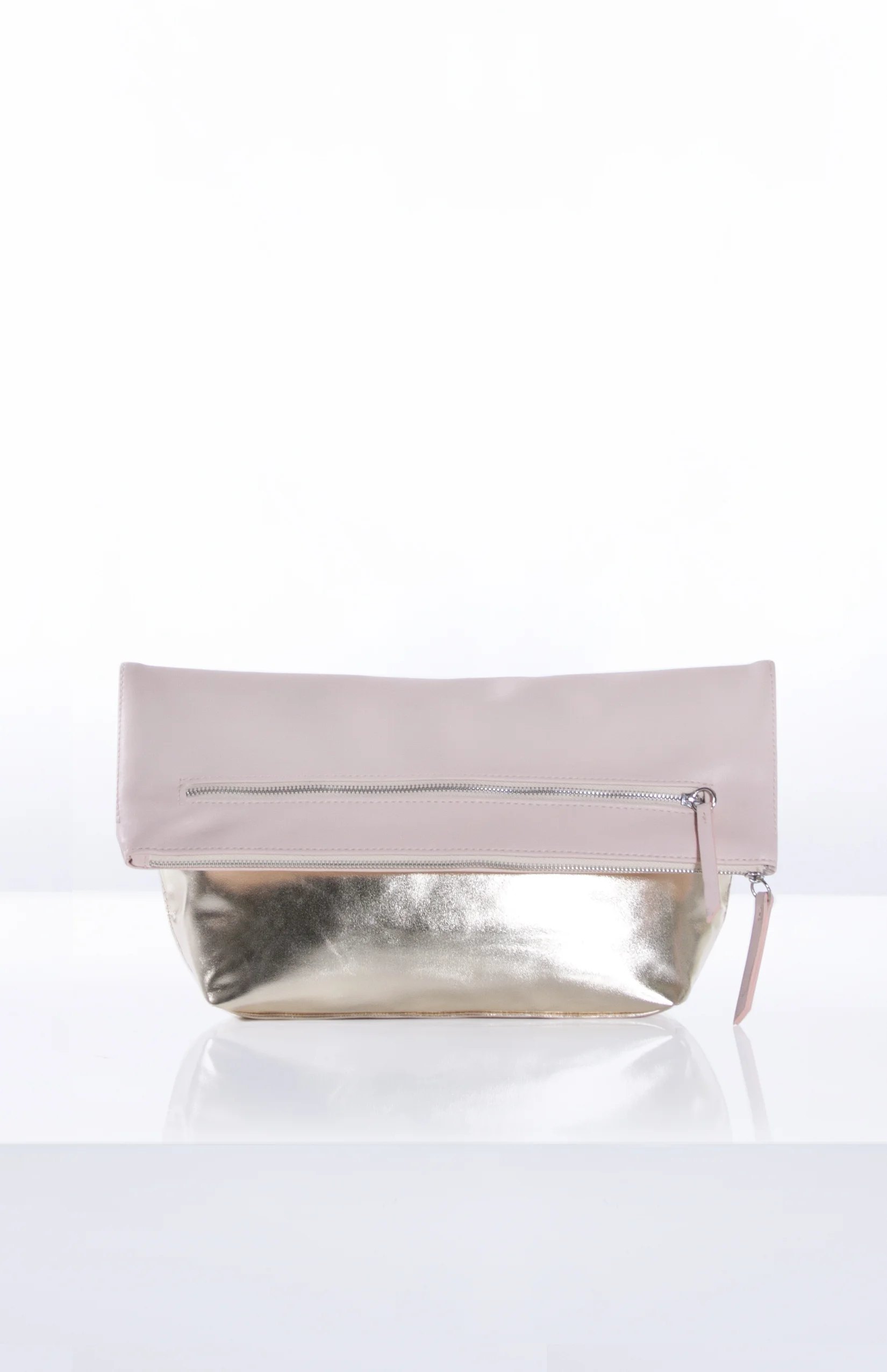 ANASTASIA FOLDOVER CLUTCH- Blush + Pale Gold Gusset