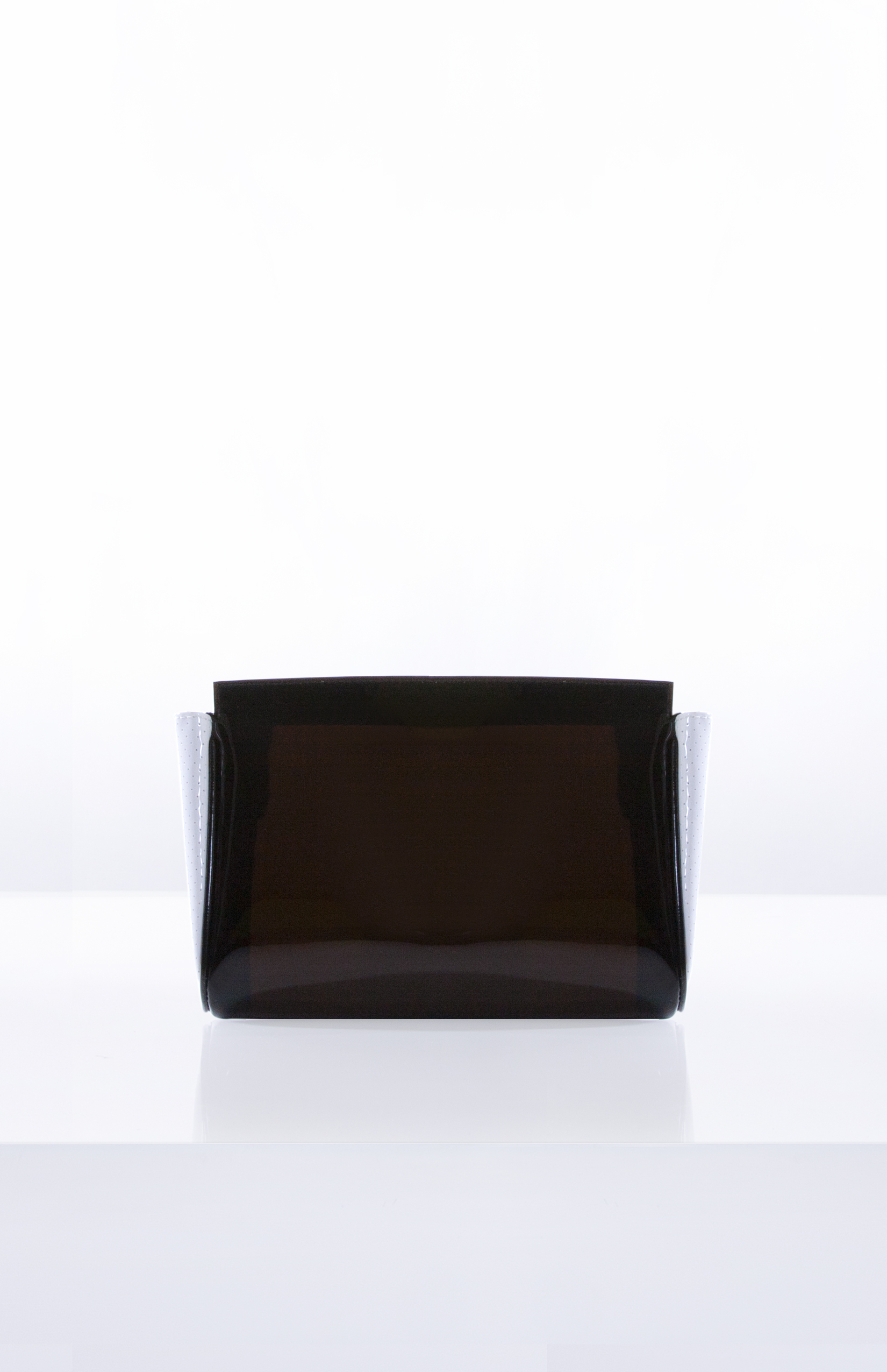 ENID- Black Vinyl + Perforated White Patent Sides