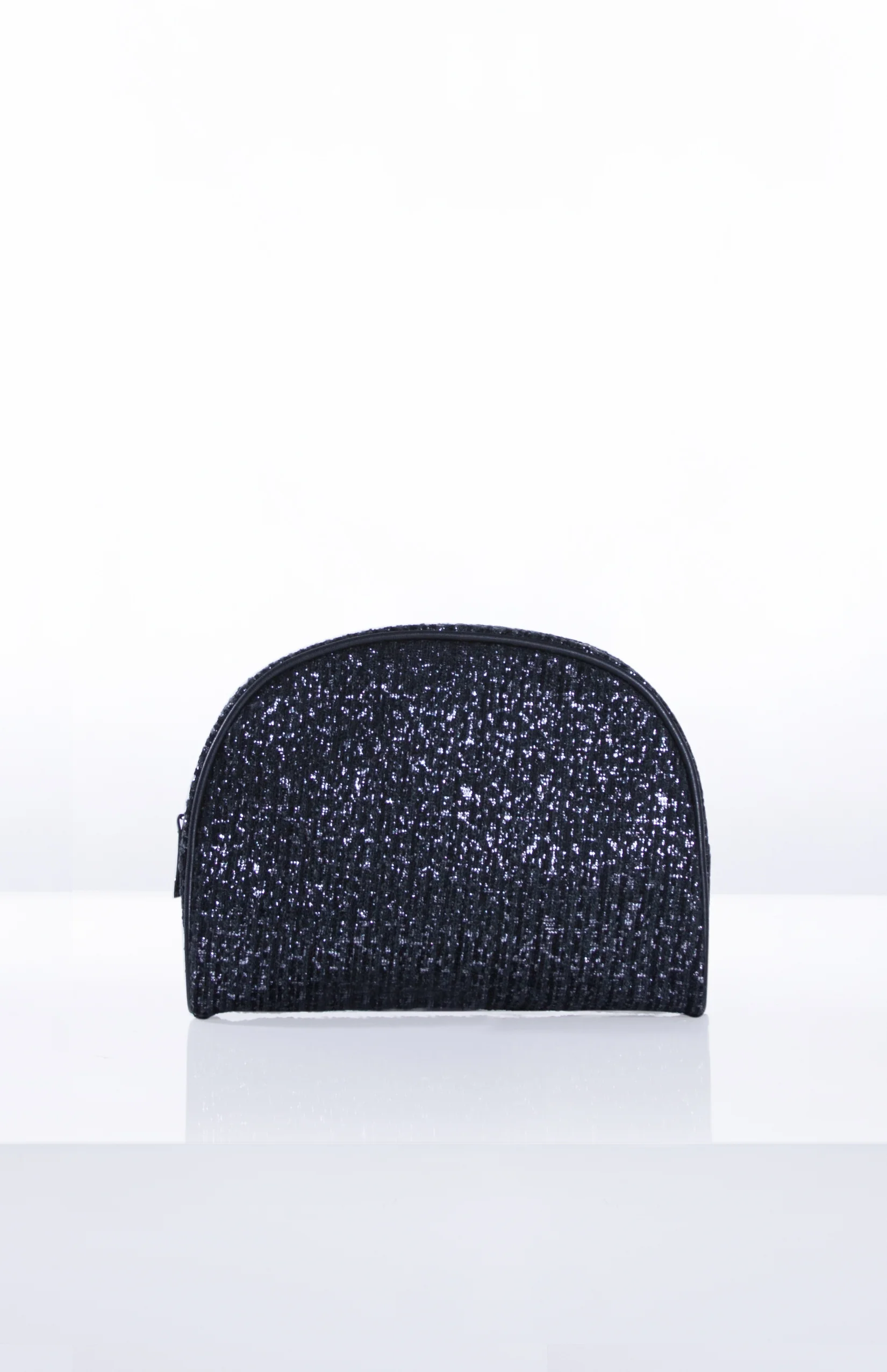 MABEL- Black Metallic Tweed + Patent Piping