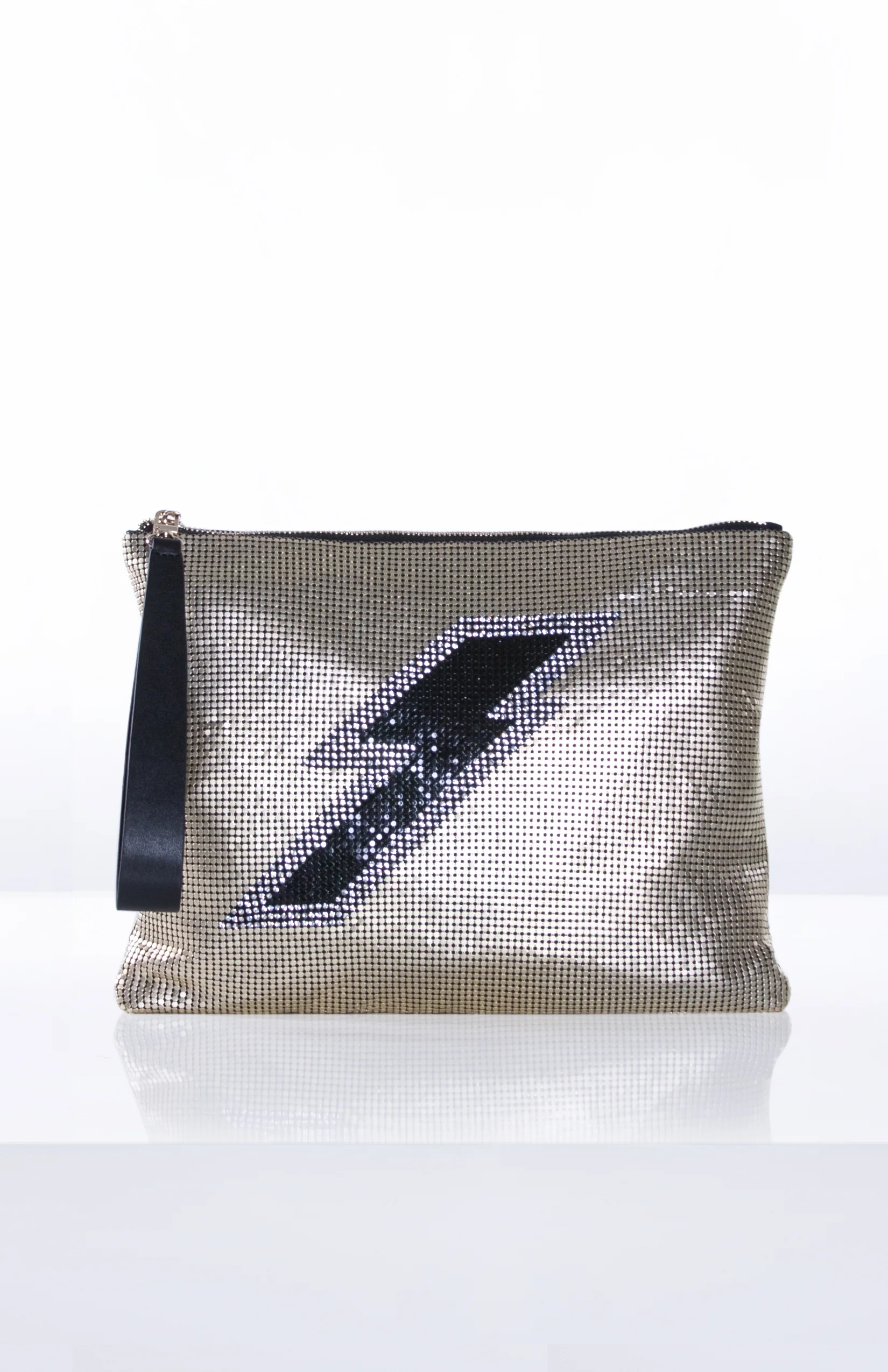 JUPITER MESH CLUTCH- Gold + Black