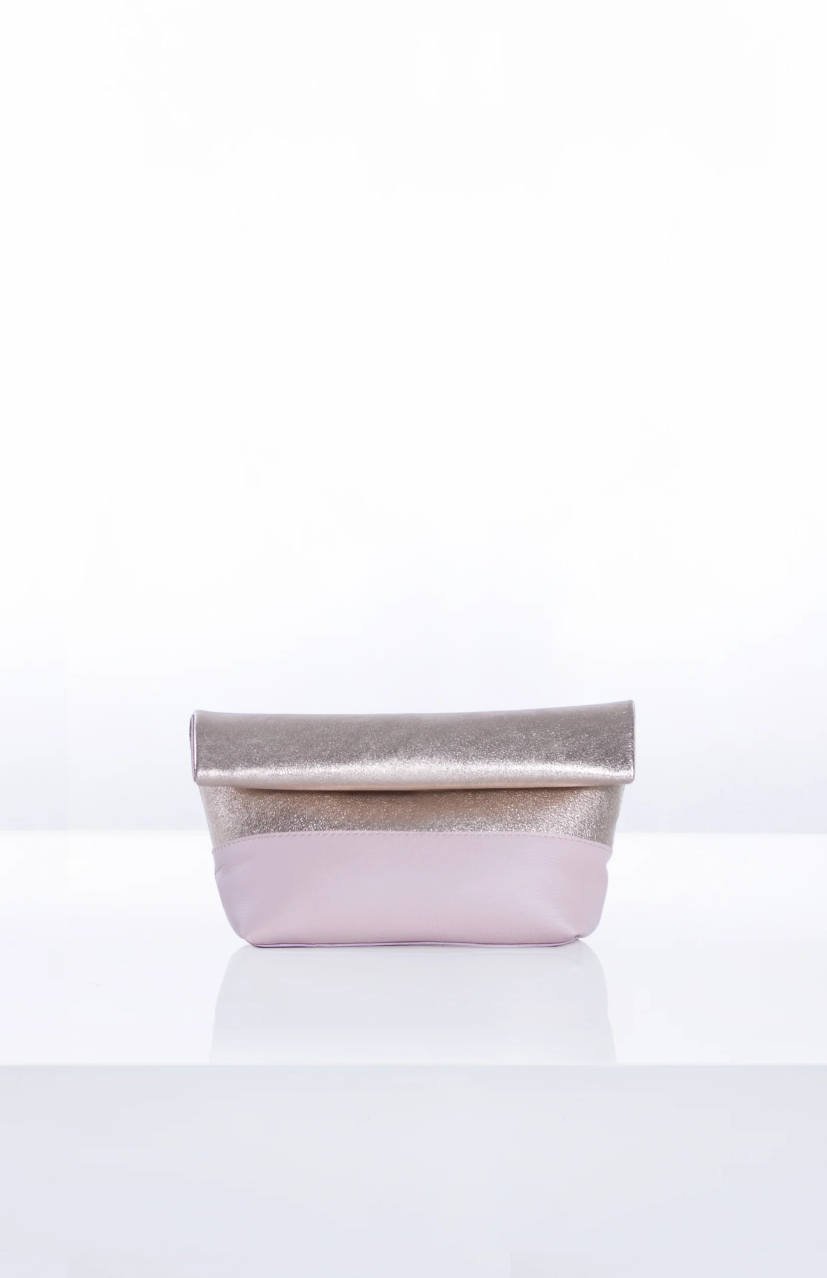 LUNA ROLLDOWN CLUTCH- Gold + Blush