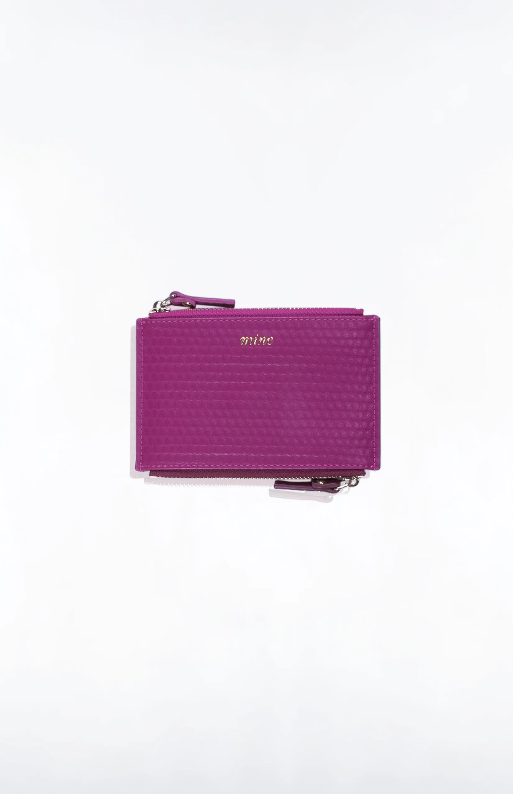 DUALITY CARD CASE (Mine/Yours)- Bubble PU (Berry + Oxblood)