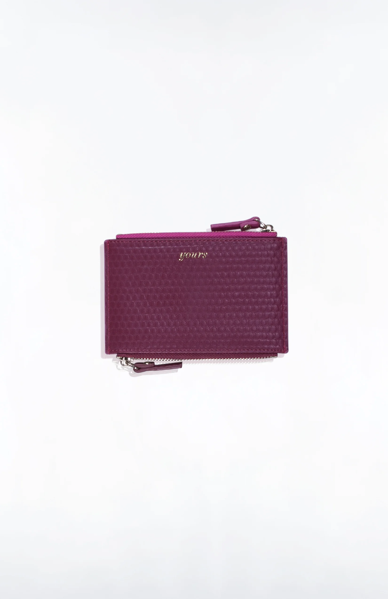 DUALITY CARD CASE (Mine/Yours)- Bubble PU (Berry + Oxblood)