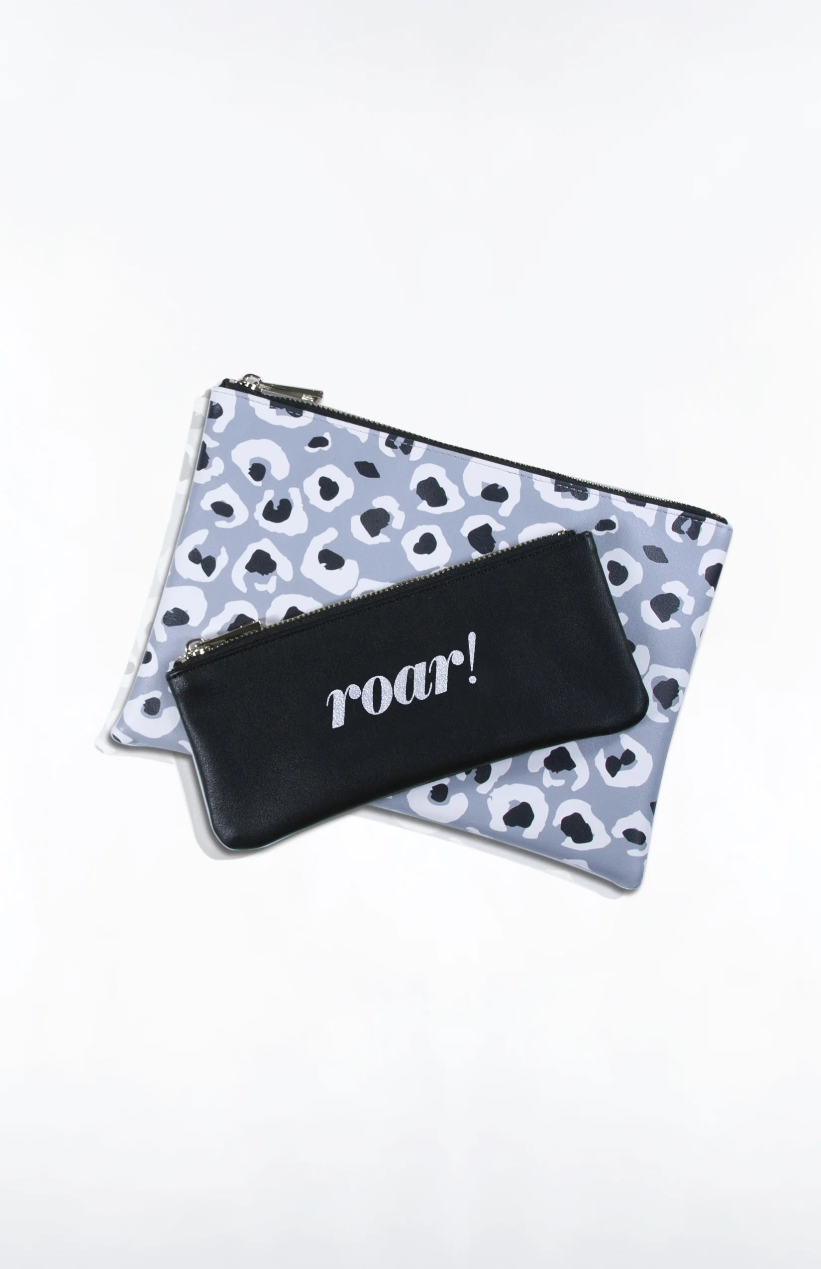 TANYA TWO POUCH- Custom printed PU (Snow Leopard)