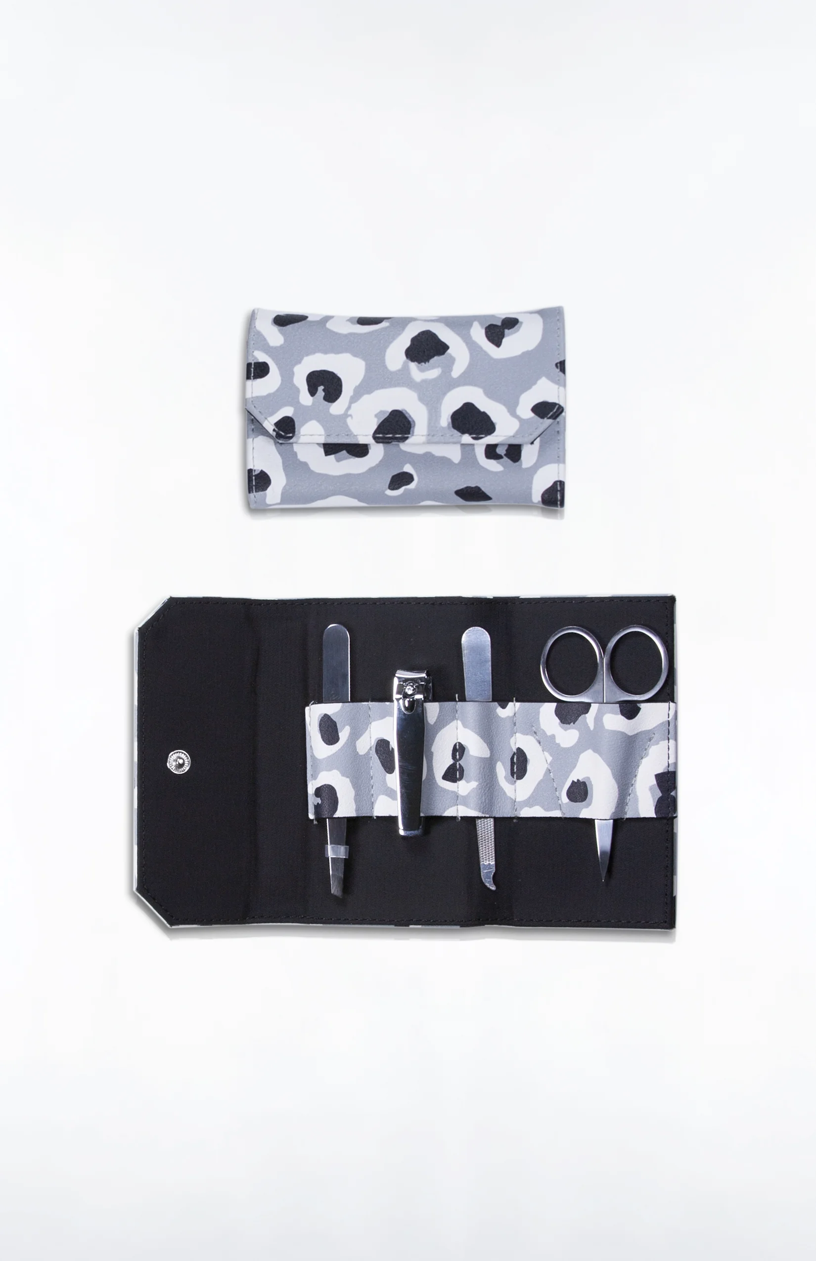 BRIDGETTE MANICURE SET- Custom Printed PU (Snow Leopard)