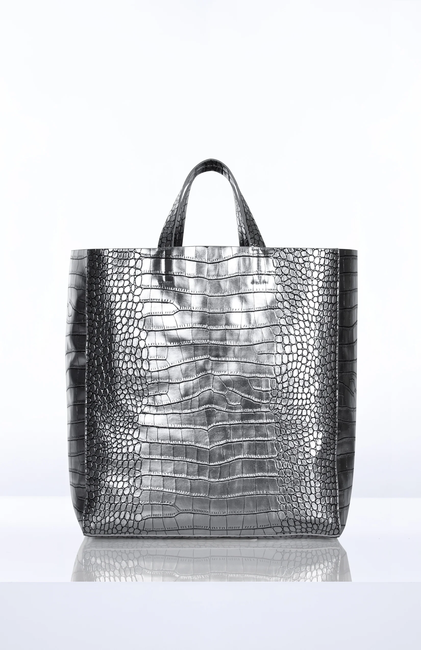 ROONEY- Mirroed Silver Large Format Croc