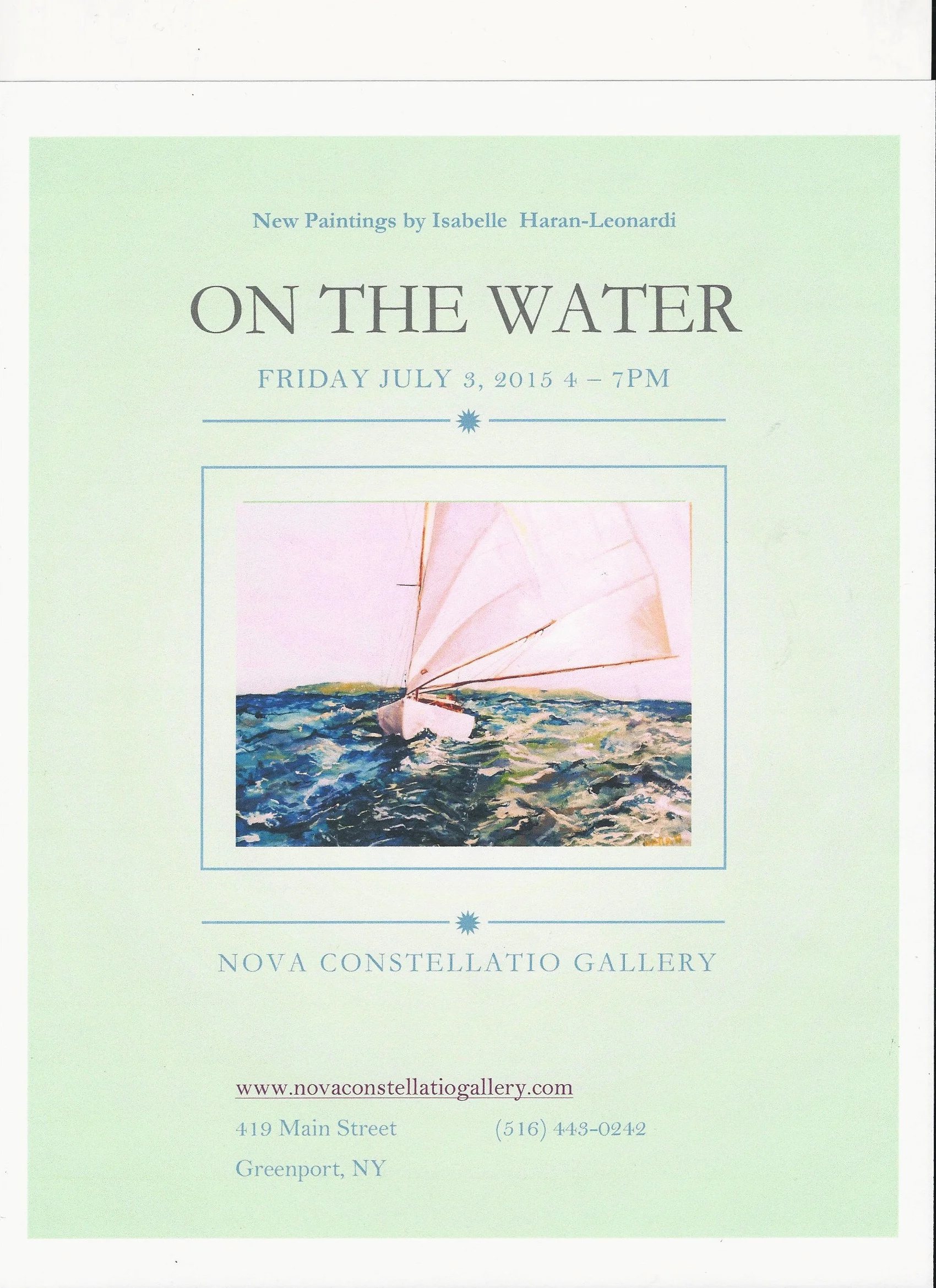 Please join us for a special showing of my new oil paintings called " On the Water'  Friday July 3, 4:00pm - 7:00pm.