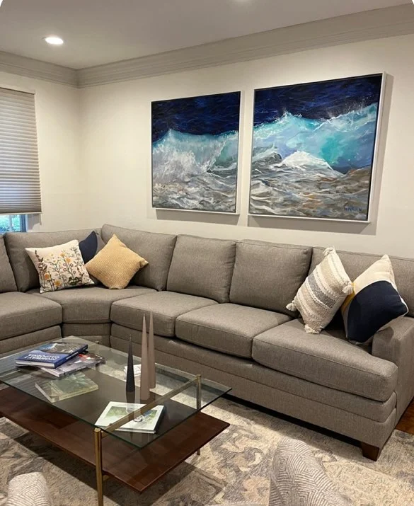 Wave diptych in clients home 