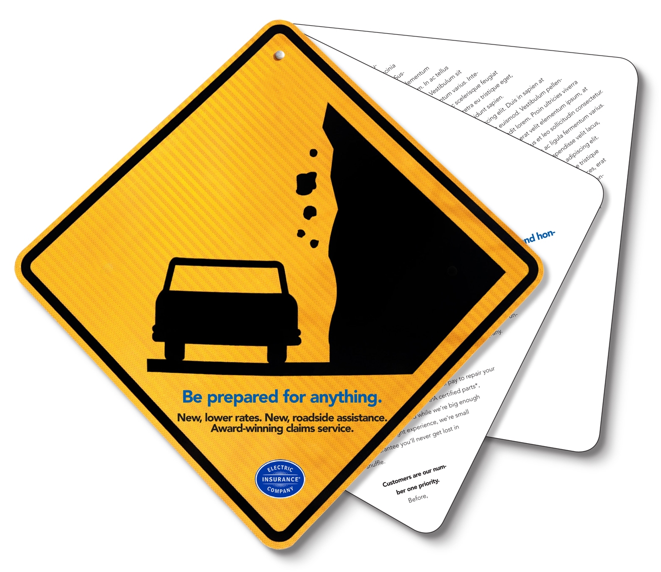 Road sign brochure with grammet