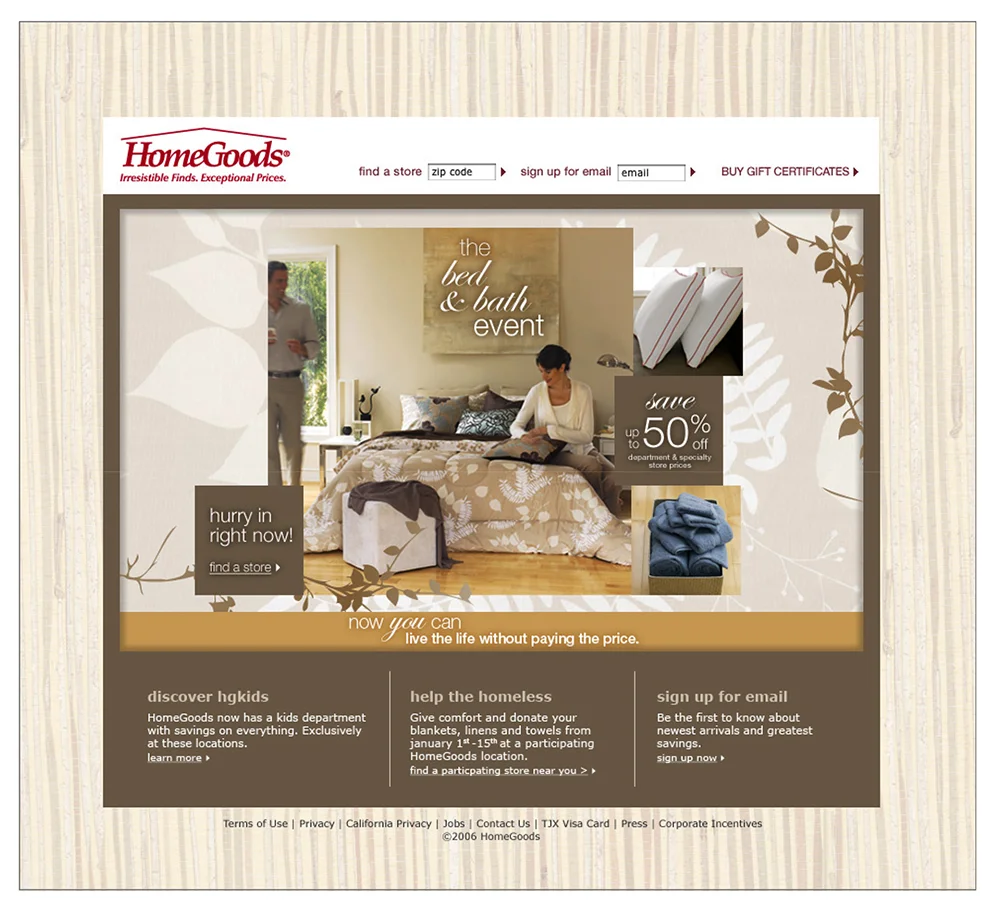 Homegoods Linen Event Email