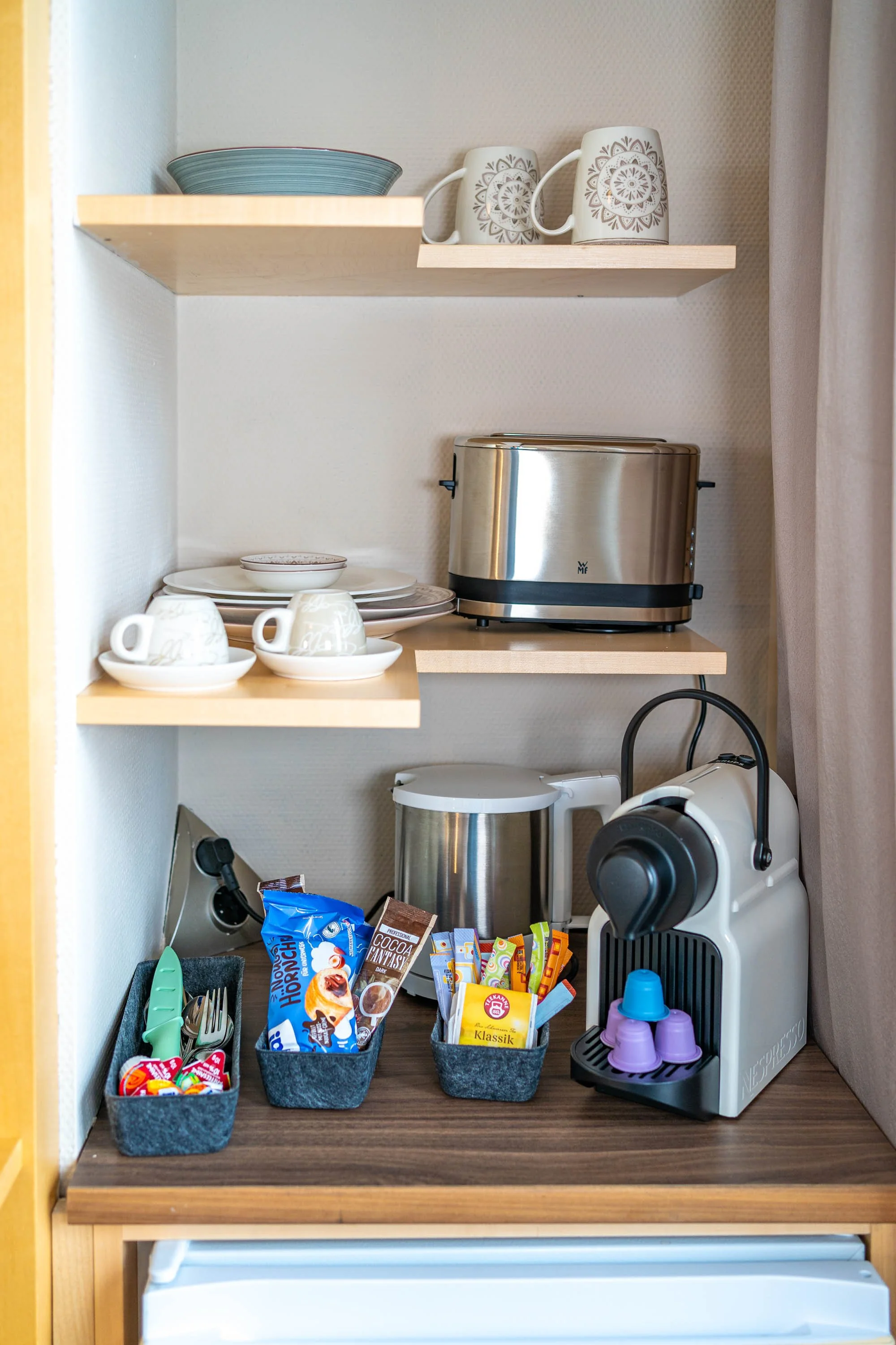 Kaffee- und Teeküche in den Doppelzimmern