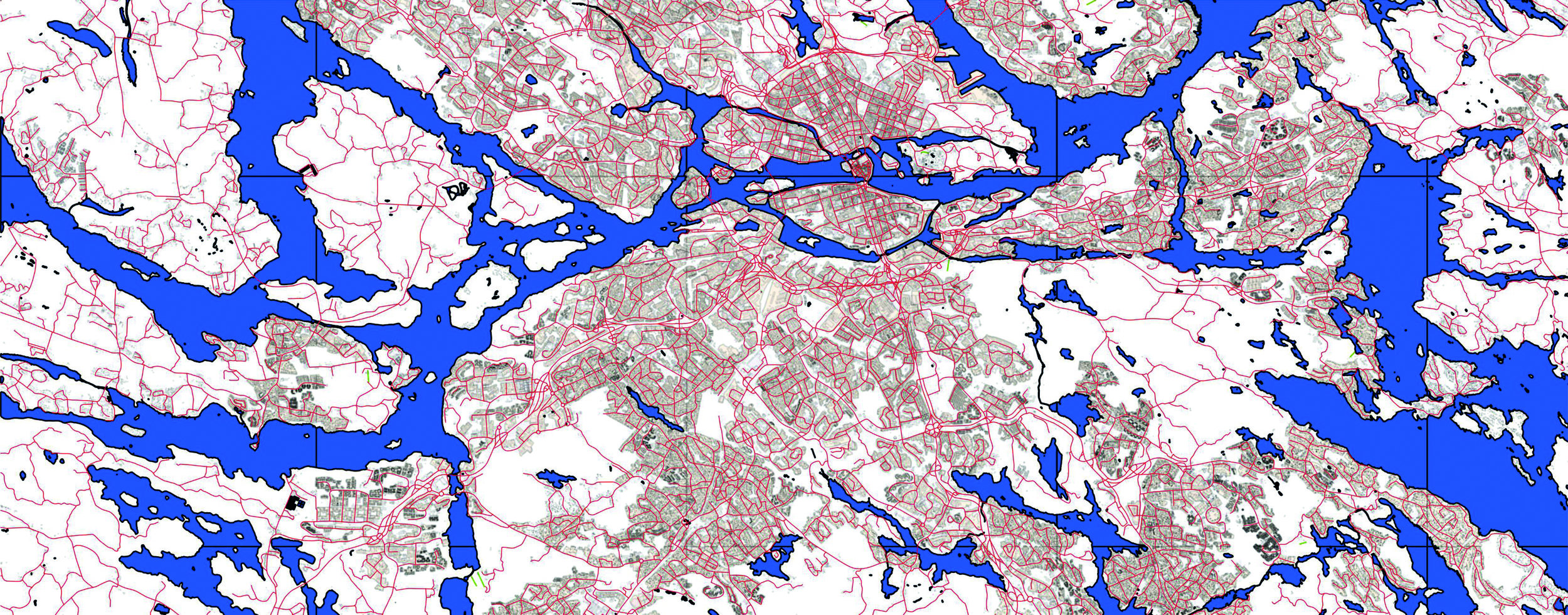 The network of urban space in the Stockholm area, copyright Lantmäteriet