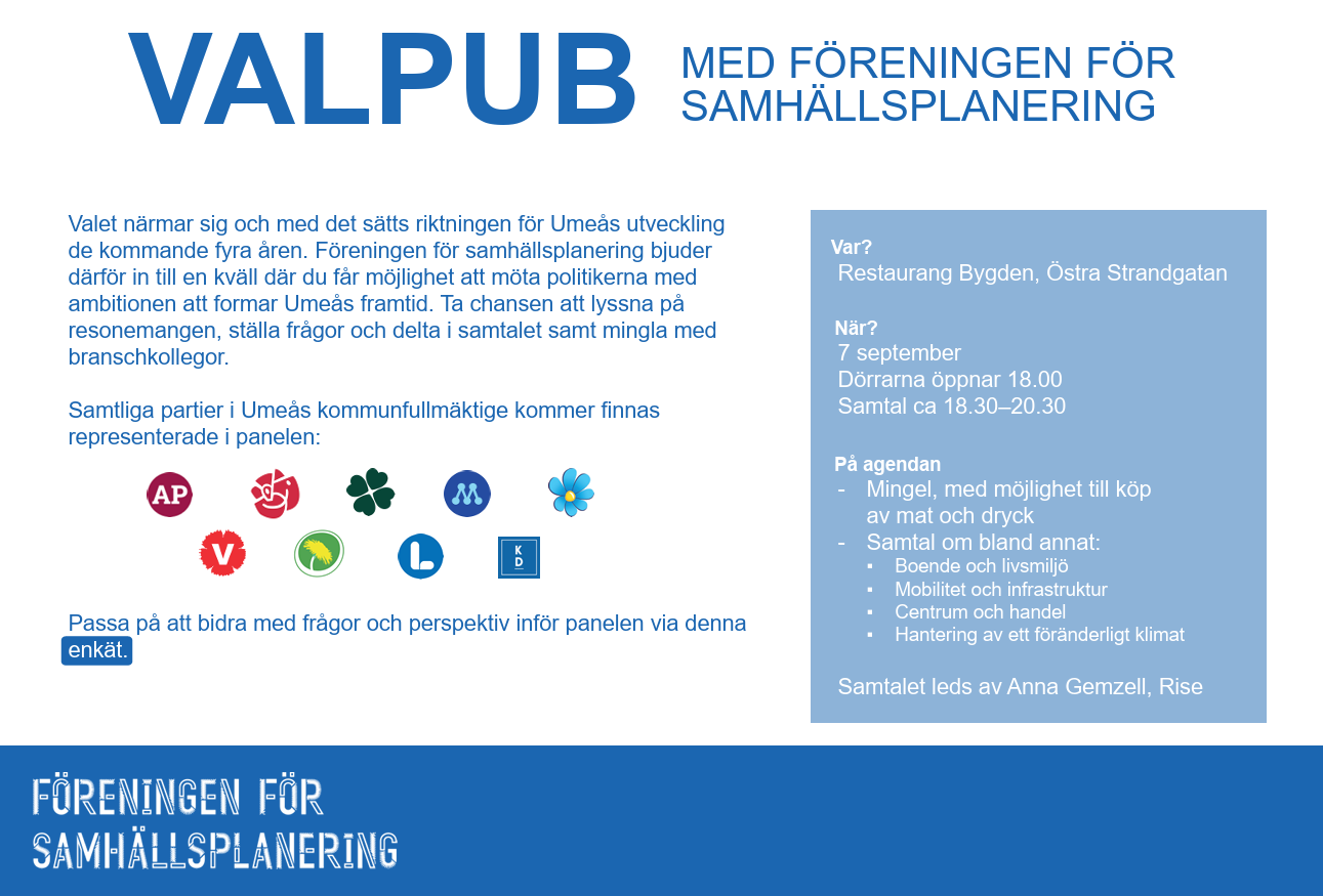 Umeå: Valpub med Föreningen för samhällsplanering