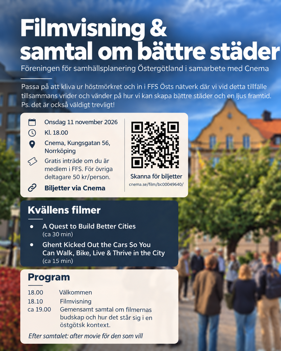 Filmvisning och samtal om bättre städer 11 nov FFS Öst.png