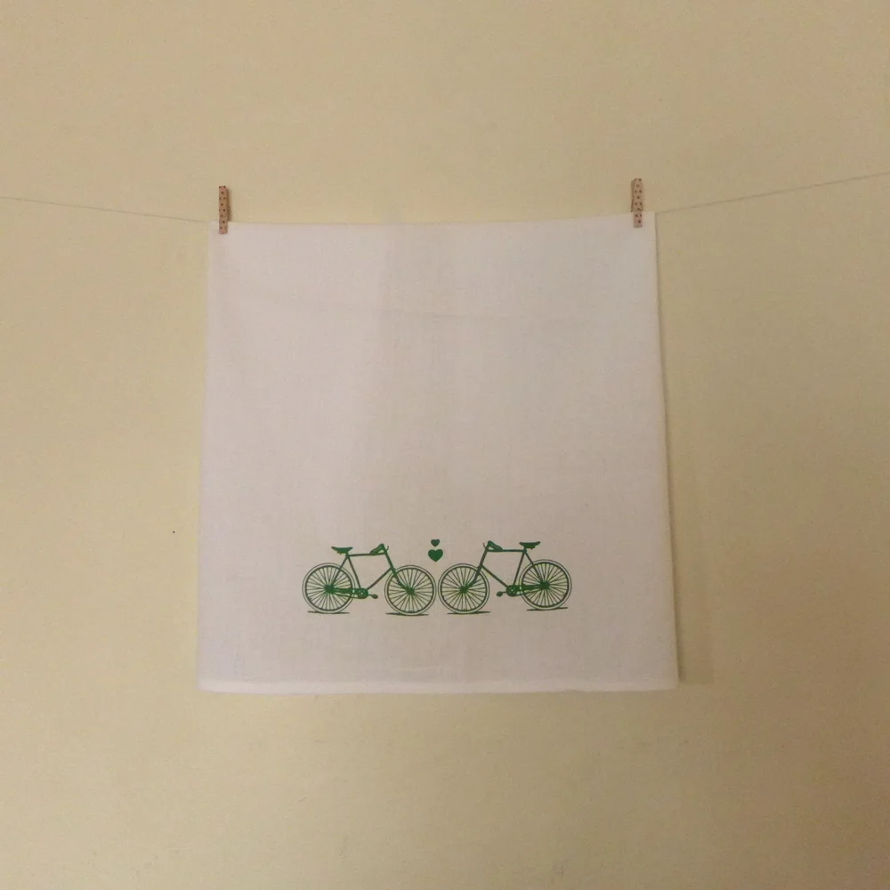 Kissing Bicycles Dishtowel