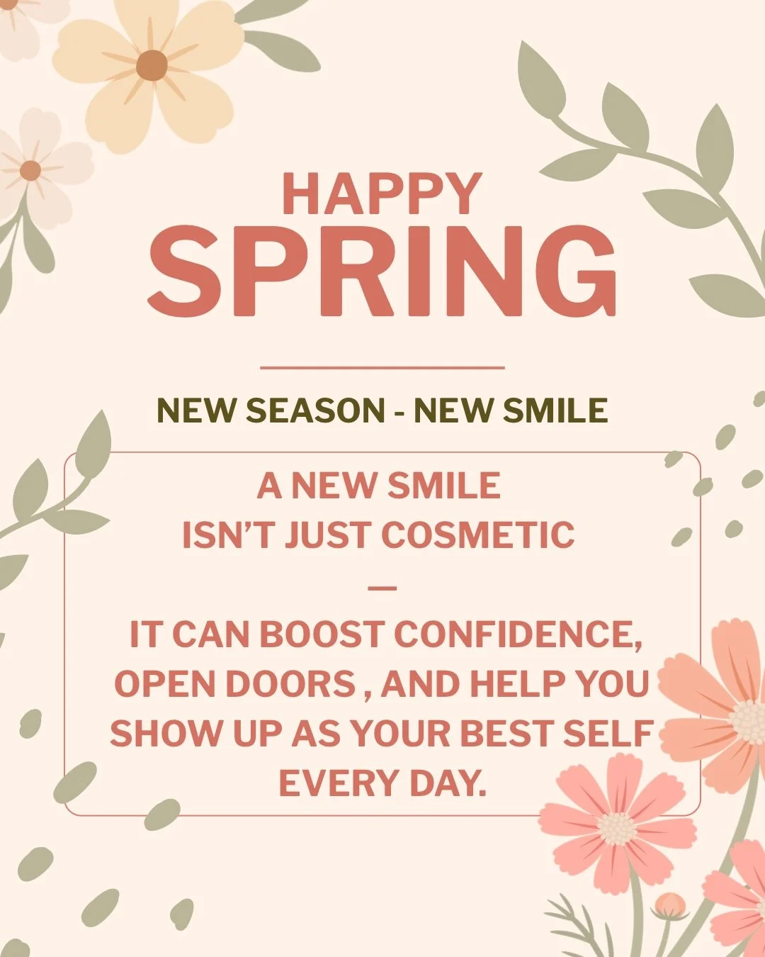 Spring is all about fresh starts! 🌷🌱
New season. New smile.

A new smile isn&rsquo;t just cosmetic - it can boost confidence, open door, and help you show up as your best self. 💃🔥

Imagine going into a job interview feeling completely confident i