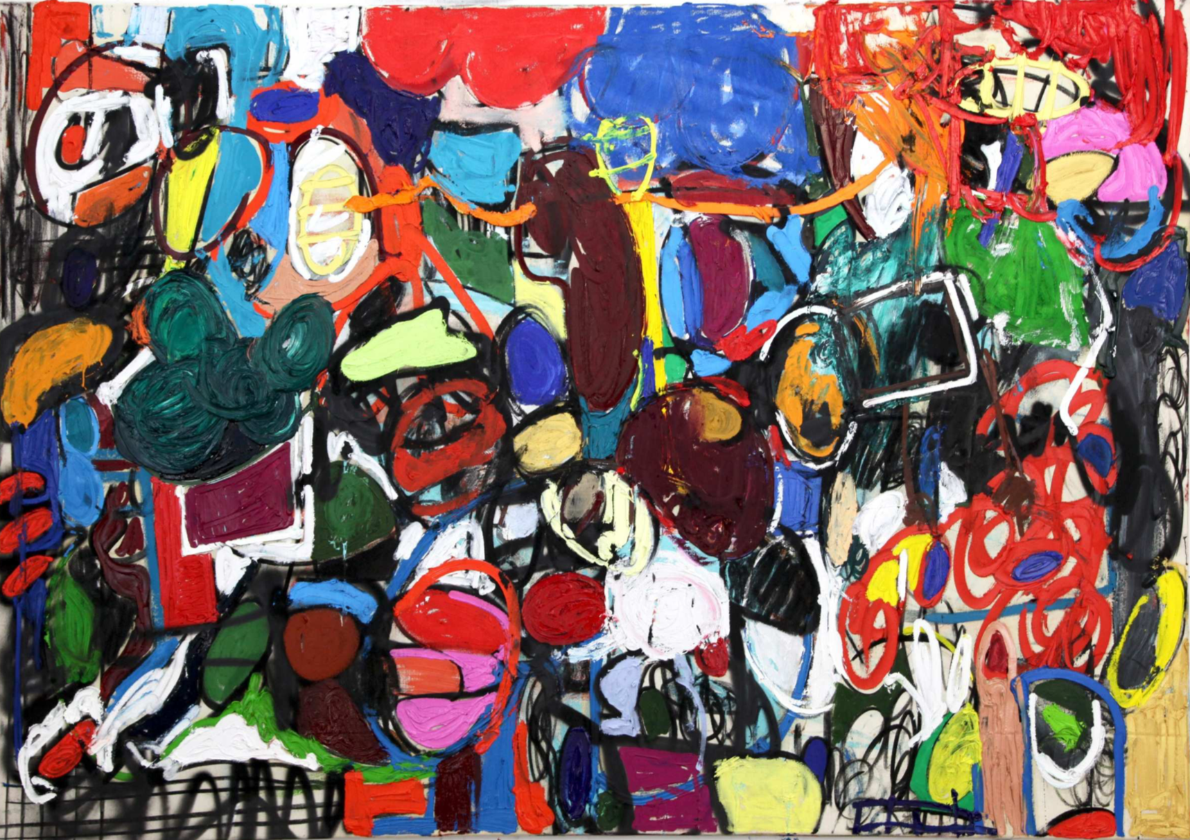 It Was A Bomb From World War II Oil, Acrylic, Charcoal and Spray Paint on Canvas