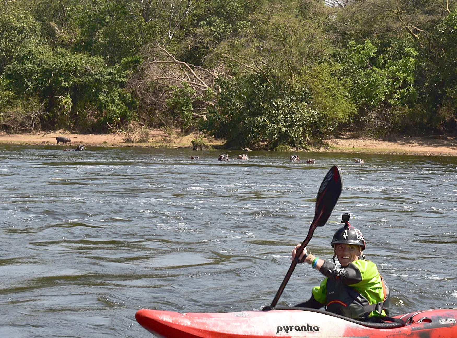 My "training" in Africa consisted of the biggest rapids I have ever seen and out-paddling the hippos and crocs between the rapids. Photo by: Bob Frederick
