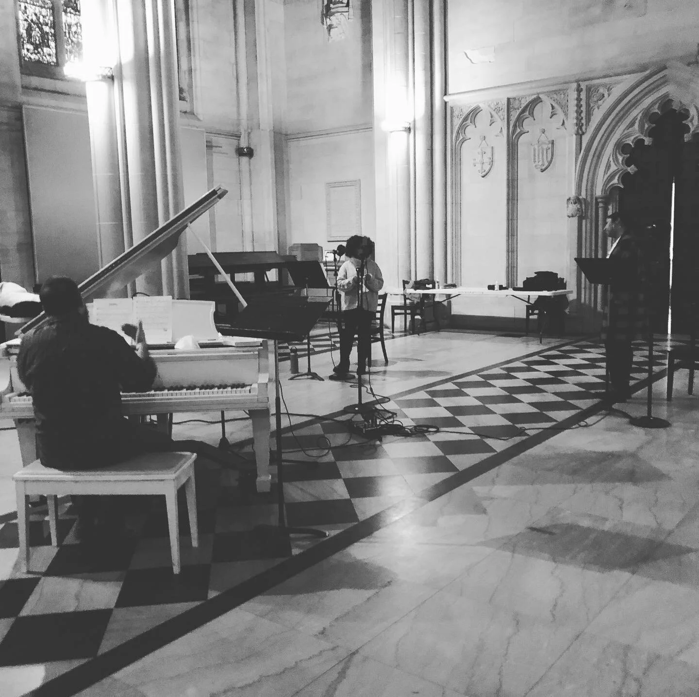 First social distanced music recording! Getting some new original songs down using Duke Ellington&rsquo;s piano in the famed Cathedral of St. John the Divine. A joy to be in person with our team. #liverecording #productionlife #sanctuary @working.the