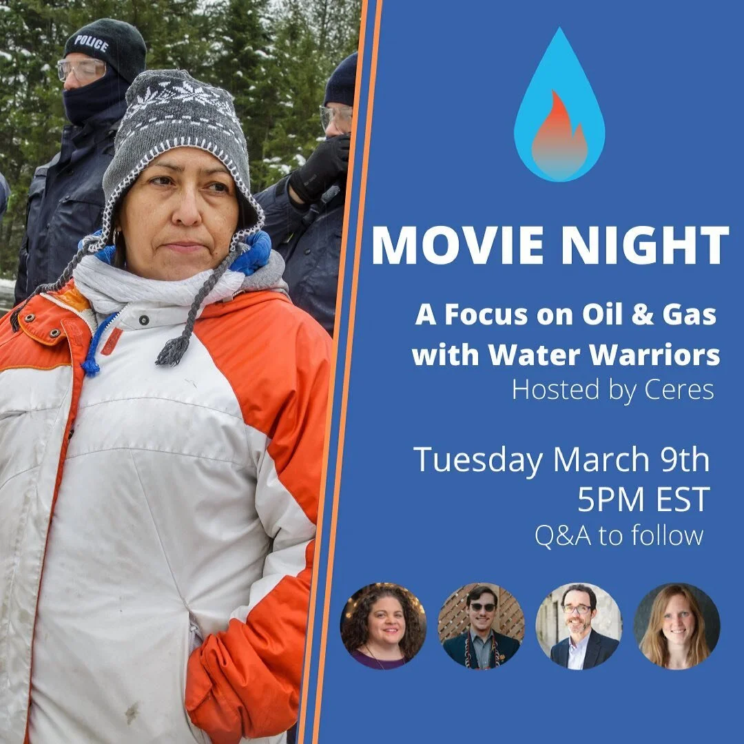 Water Warriors is screening virtually as part of the Ceres Community Movie Night on Tuesday March 9th at 5pm EST!

Nipawi Mahihkan Misit Kakinoosit (featured) will participate in a post screening Q&amp;A with Jennifer Cogburn (BloombergNEF) and Fran&
