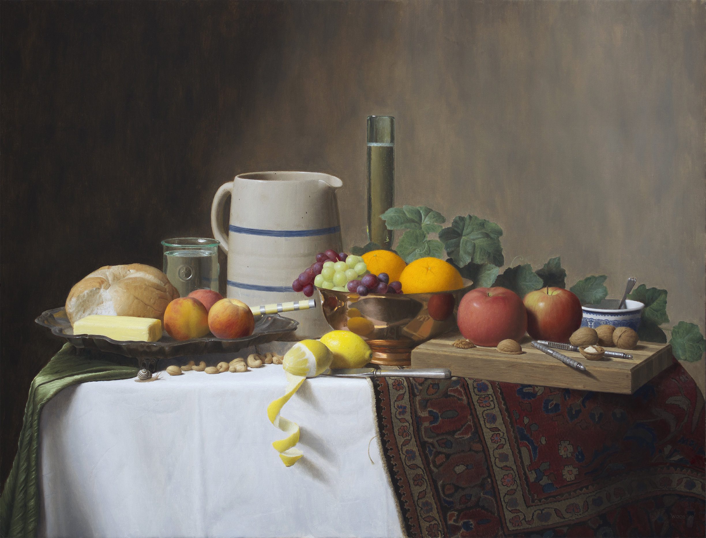  Justin Wood,&nbsp; Still Life with Fruit,&nbsp; oil on canvas, 26x34 in 